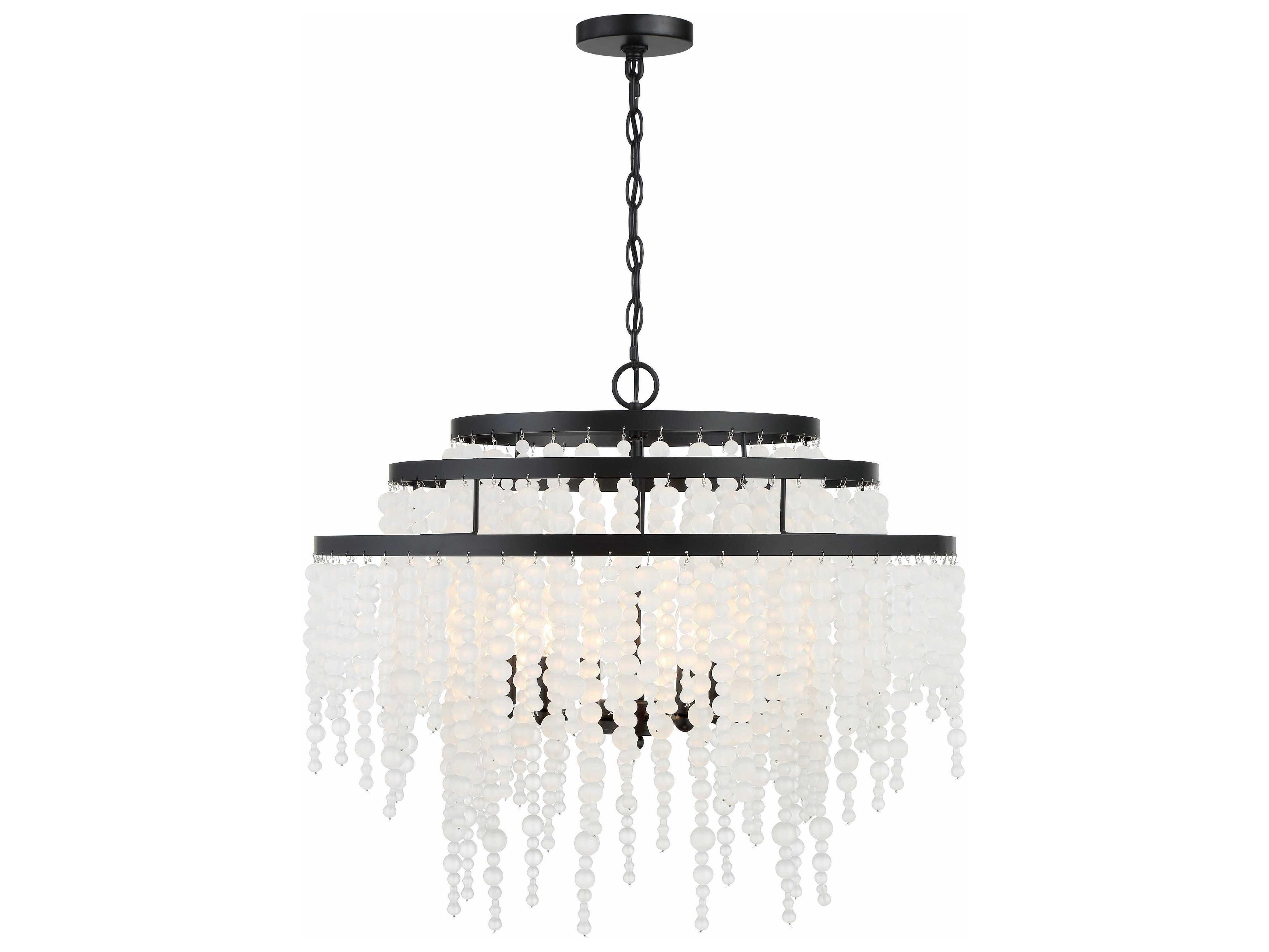 Crystorama Poppy 6-Light Matte Black Glass Candelabra Chandelier