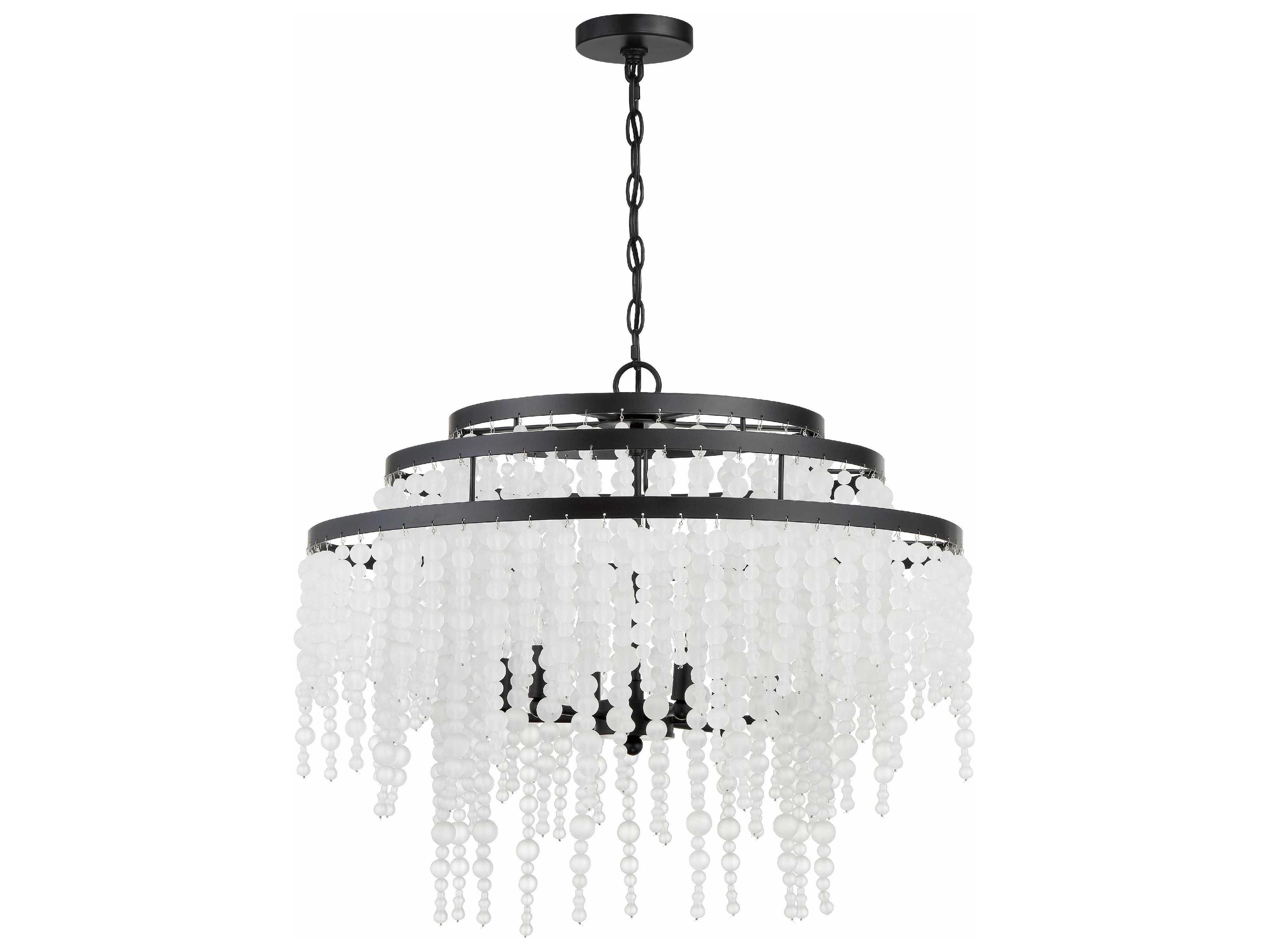 Crystorama Poppy 6-Light Matte Black Glass Candelabra Chandelier