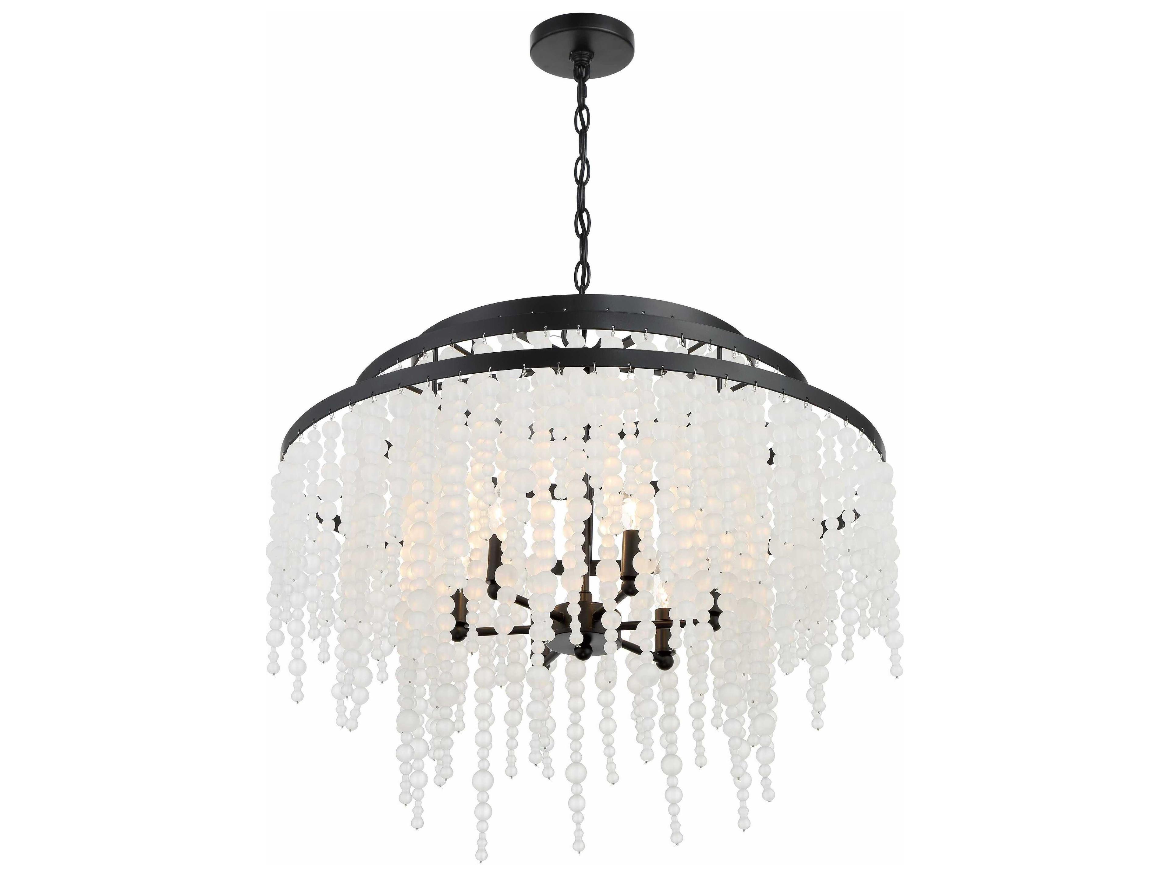 Crystorama Poppy 6-Light Matte Black Glass Candelabra Chandelier