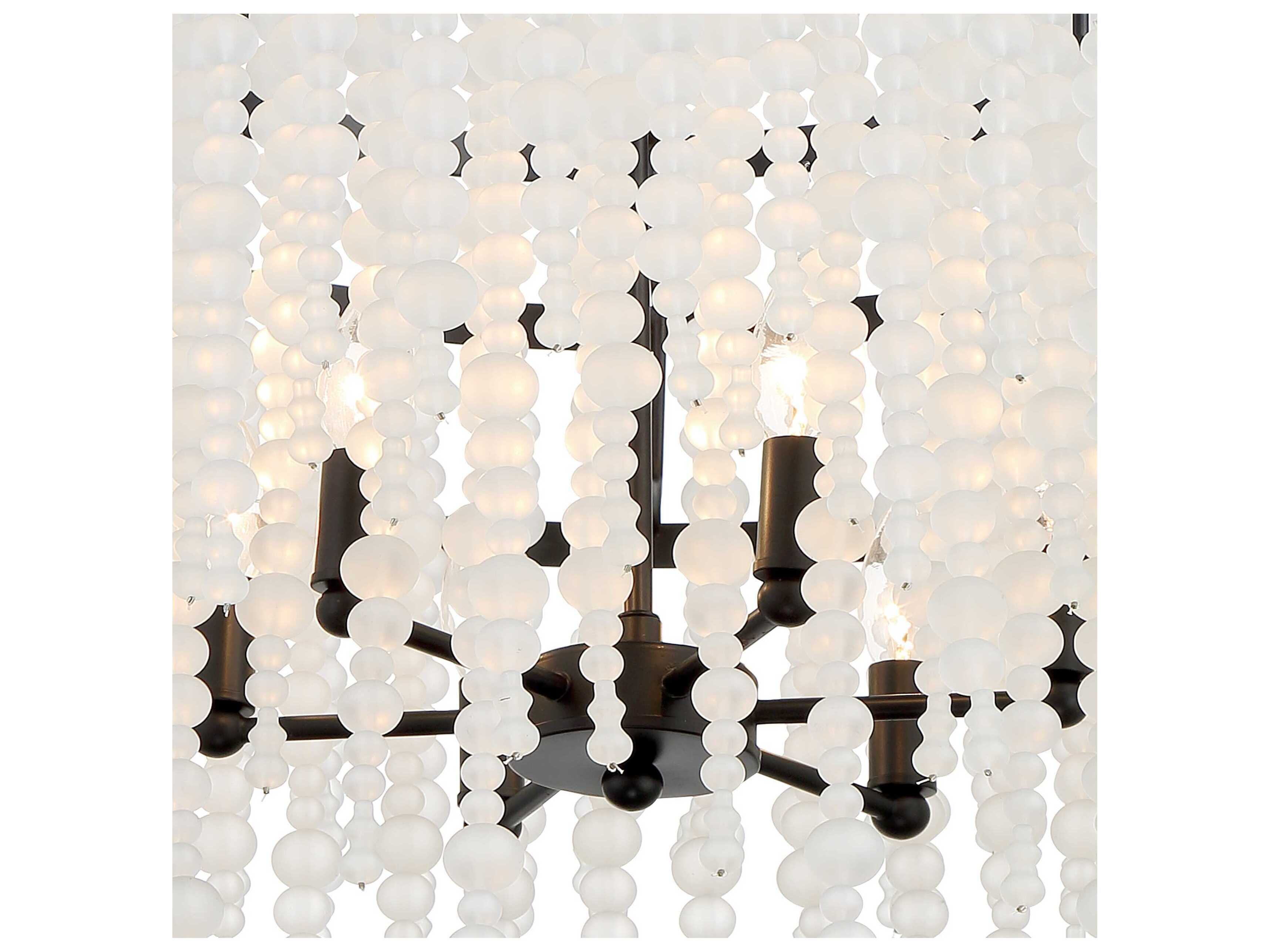Crystorama Poppy 6-Light Matte Black Glass Candelabra Chandelier