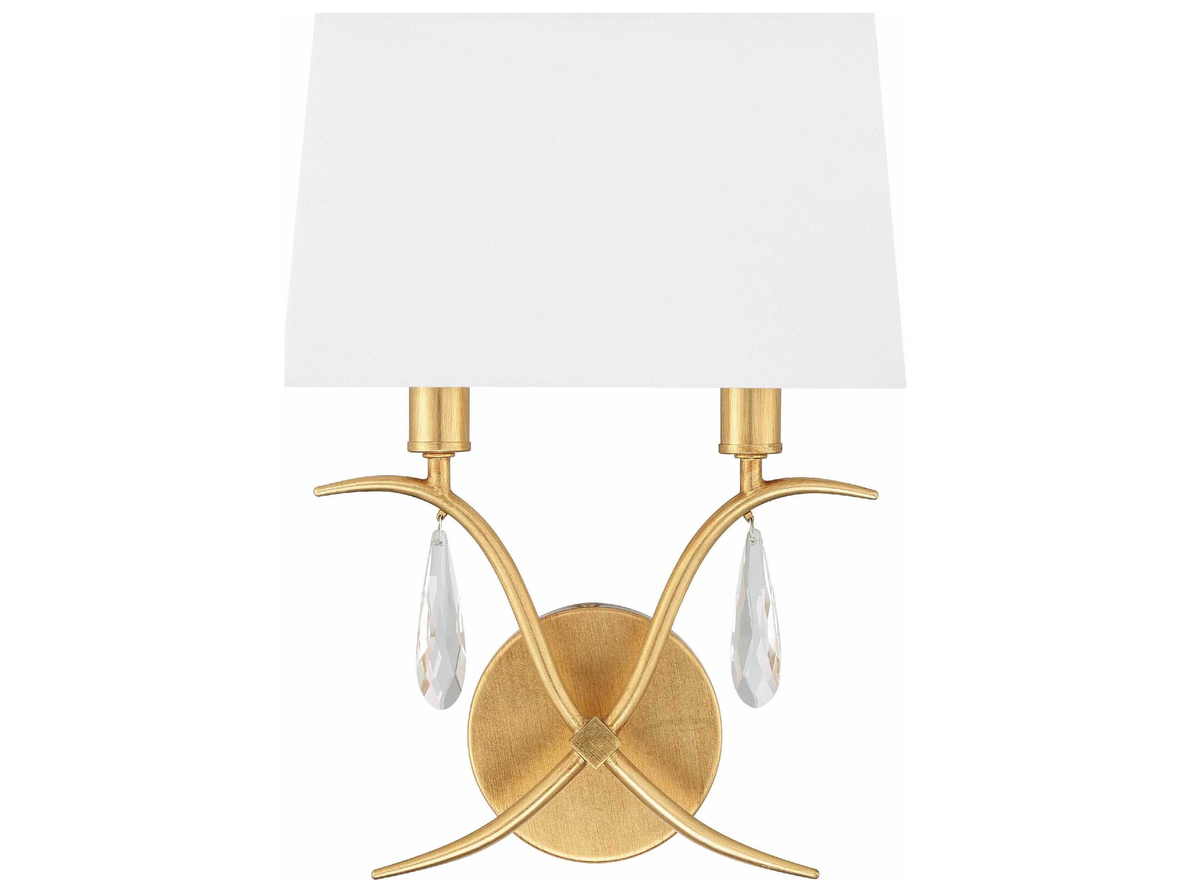 Crystorama Rollins 2-Light Antique Gold Crystal Wall Sconce