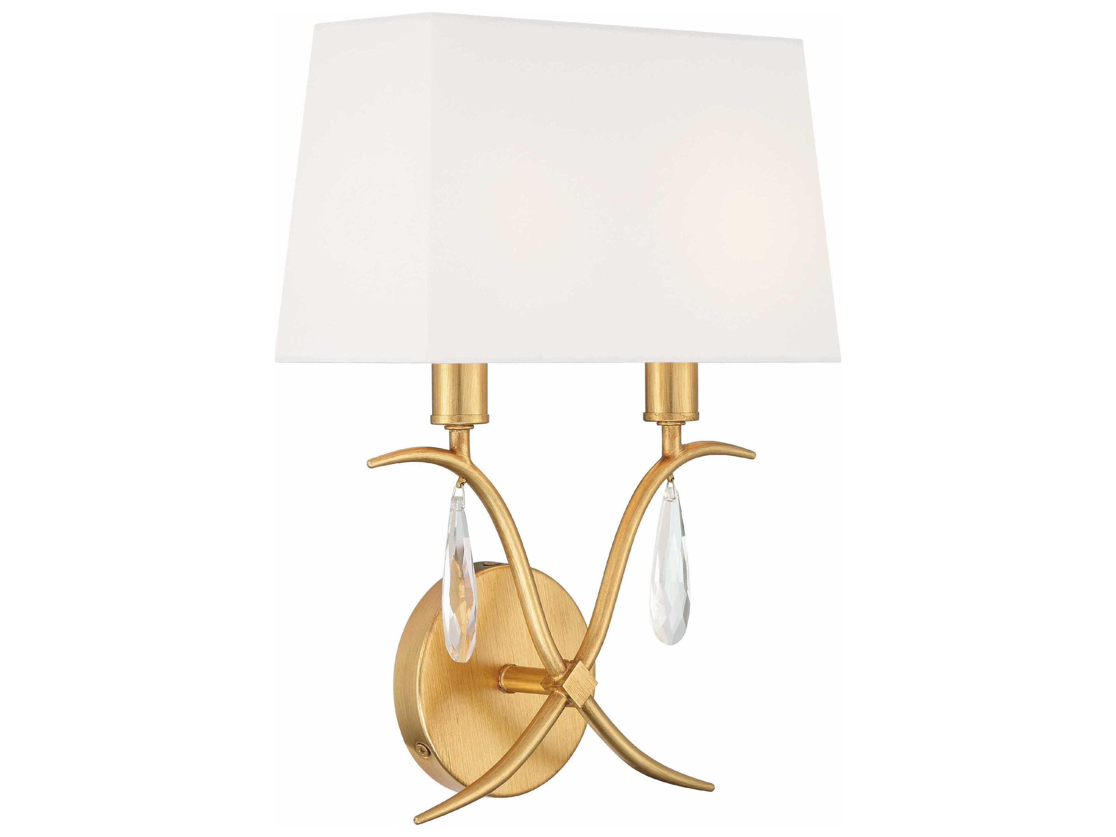 Crystorama Rollins 2-Light Antique Gold Crystal Wall Sconce