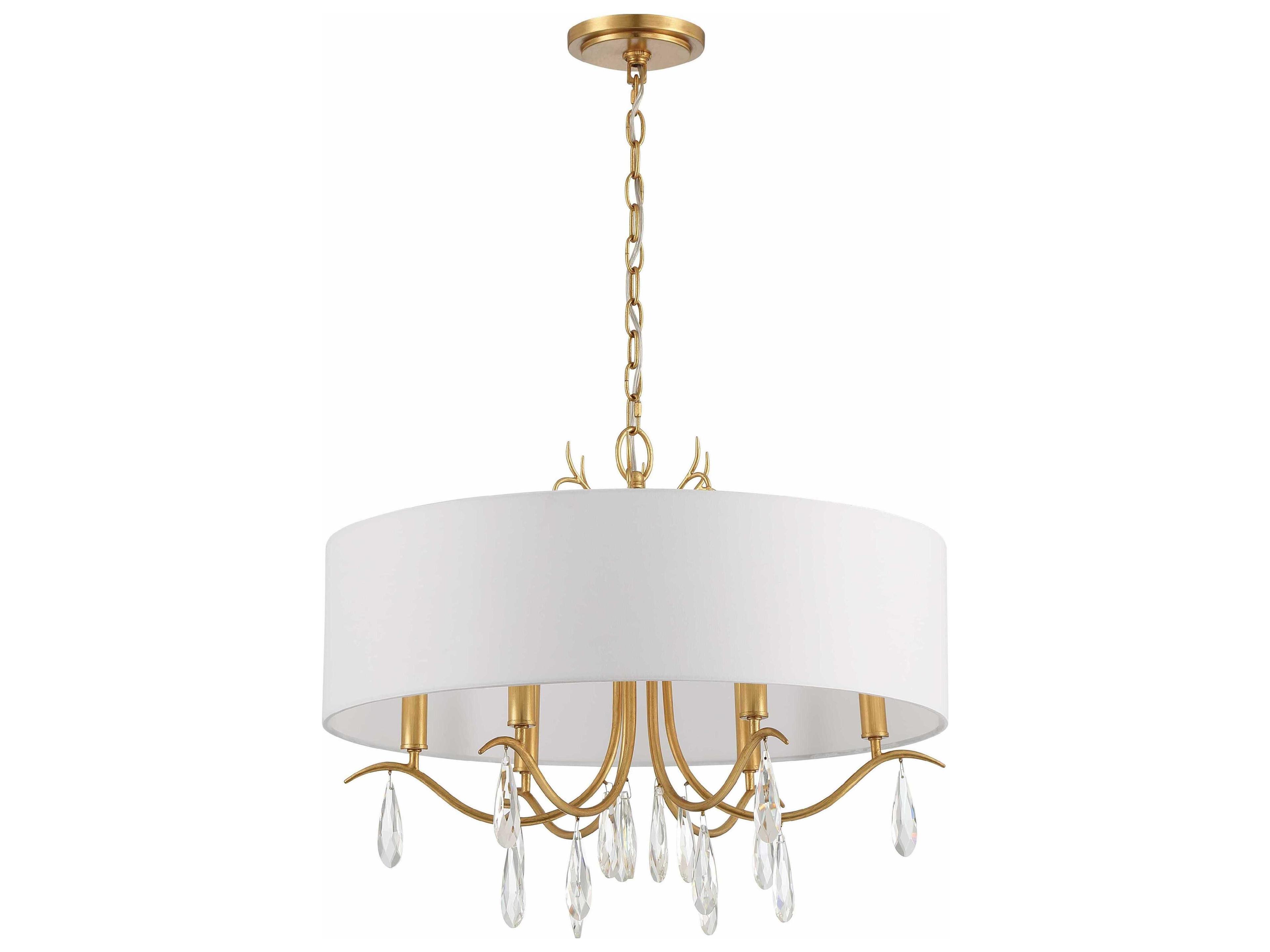 Crystorama Rollins 6-Light Antique Gold Crystal Candelabra Drum Chandelier