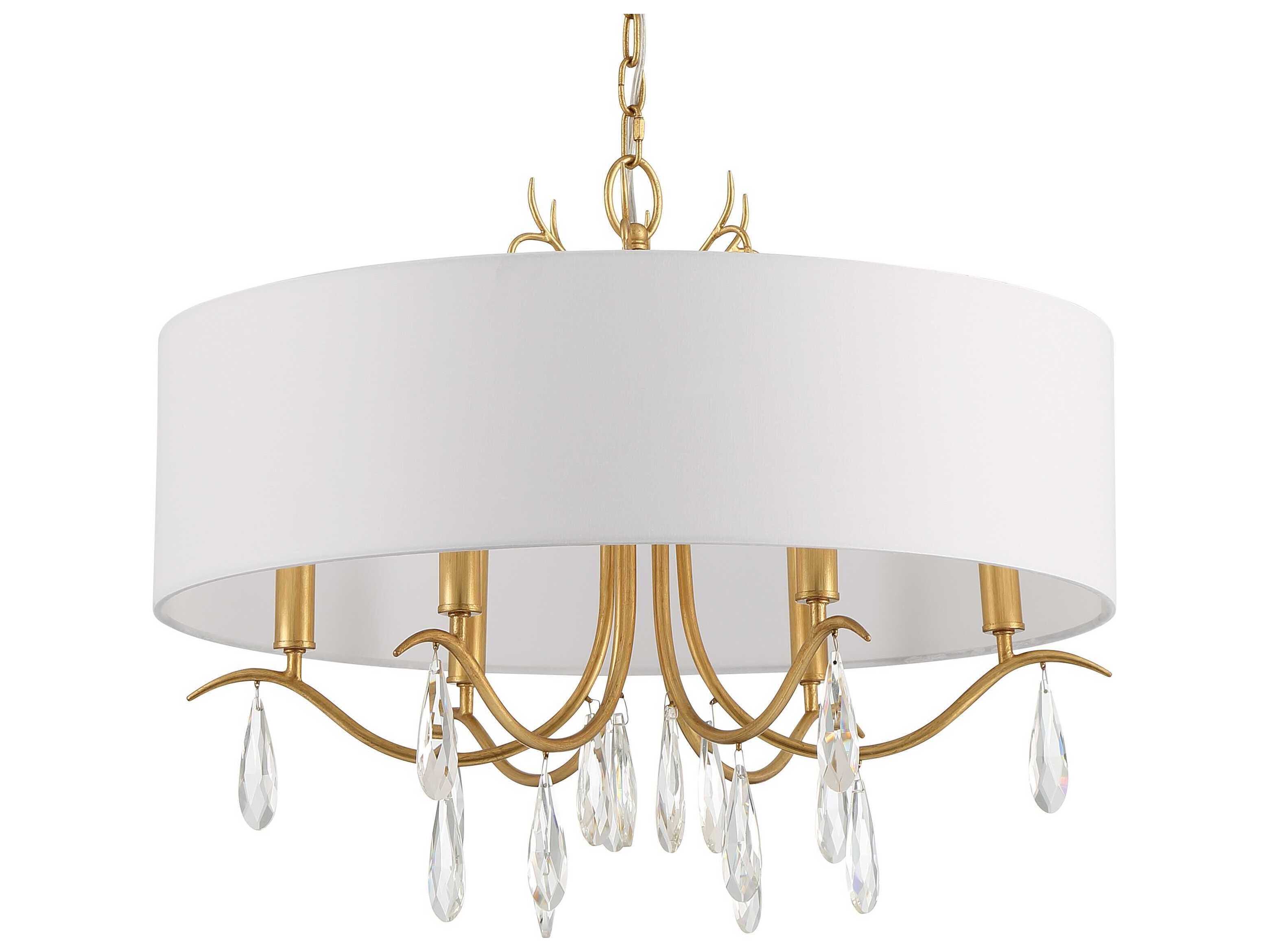 Crystorama Rollins 6-Light Antique Gold Crystal Candelabra Drum Chandelier