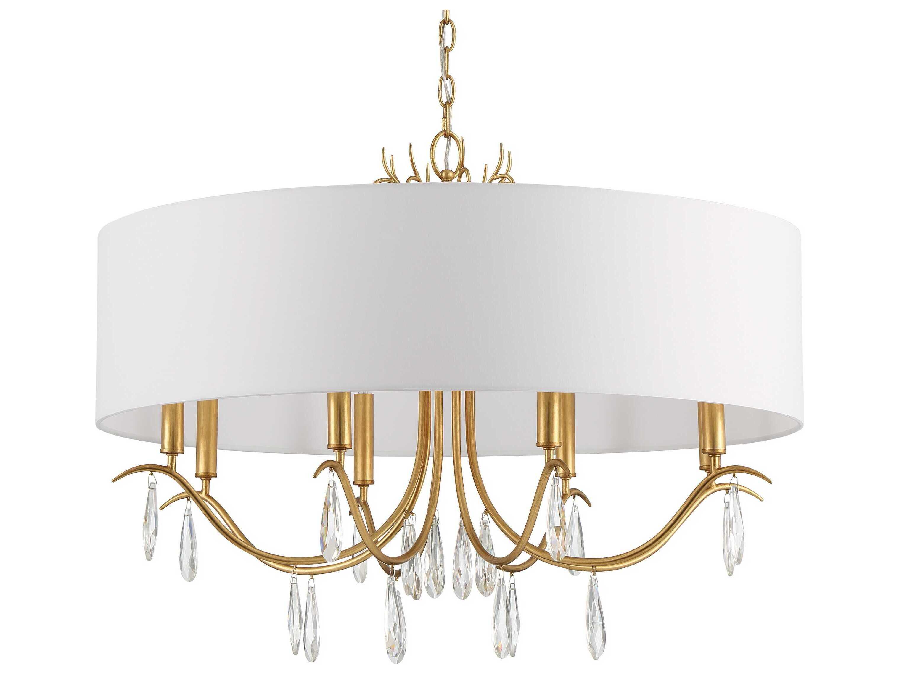 Crystorama Rollins 8-Light Antique Gold Crystal Candelabra Drum Chandelier