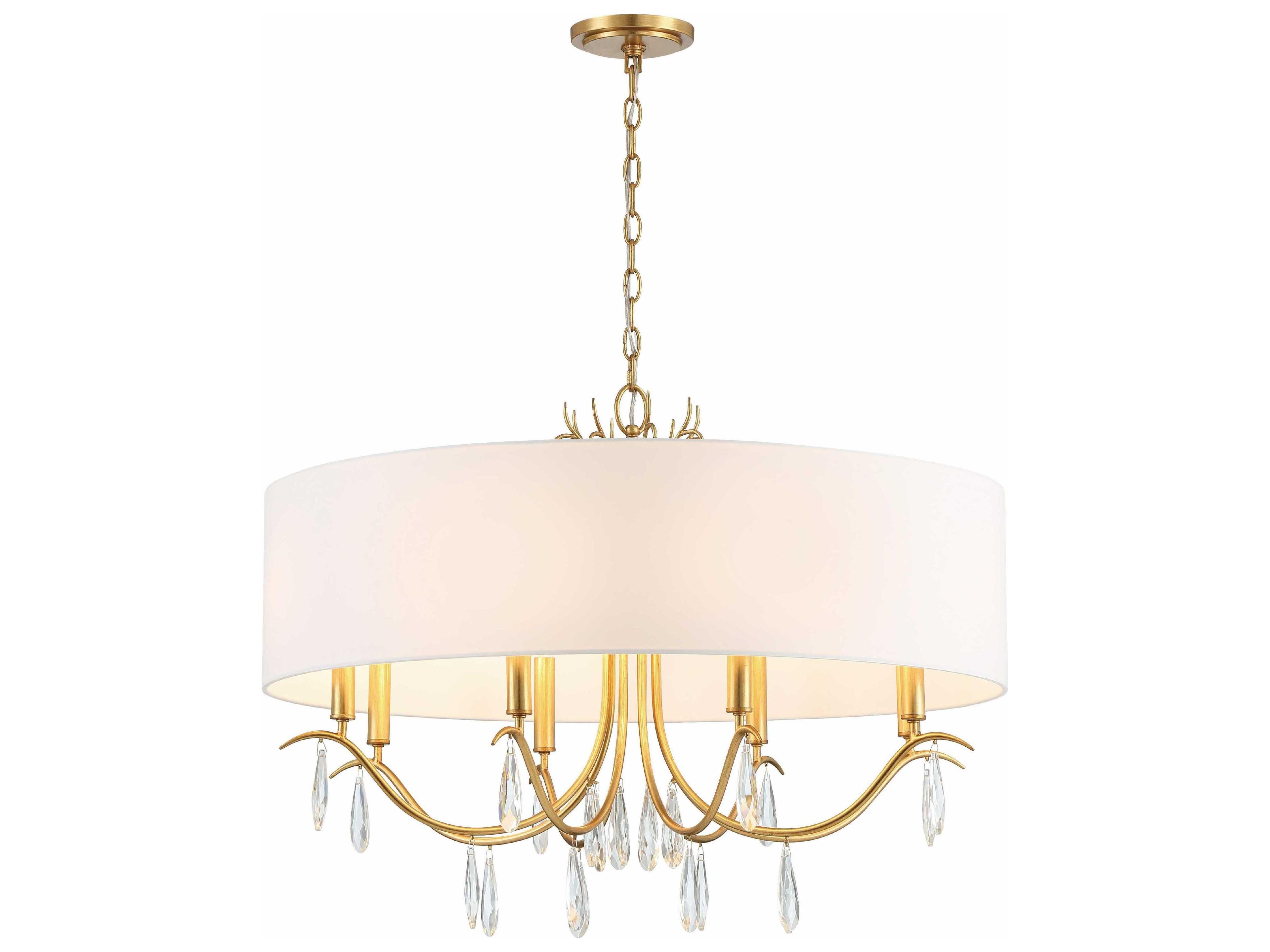 Crystorama Rollins 8-Light Antique Gold Crystal Candelabra Drum Chandelier