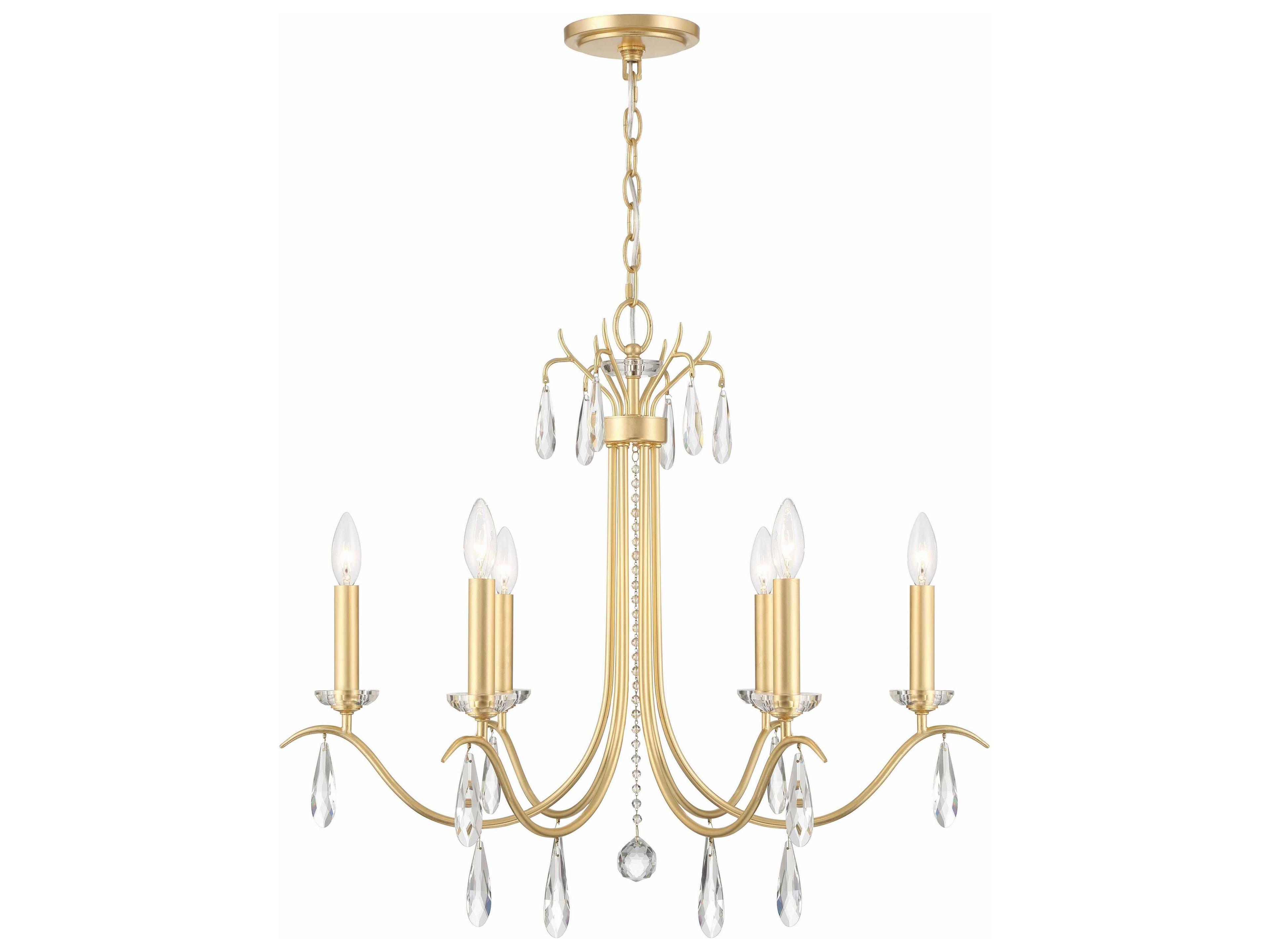 Crystorama Rollins 6-Light Antique Gold Candelabra Chandelier