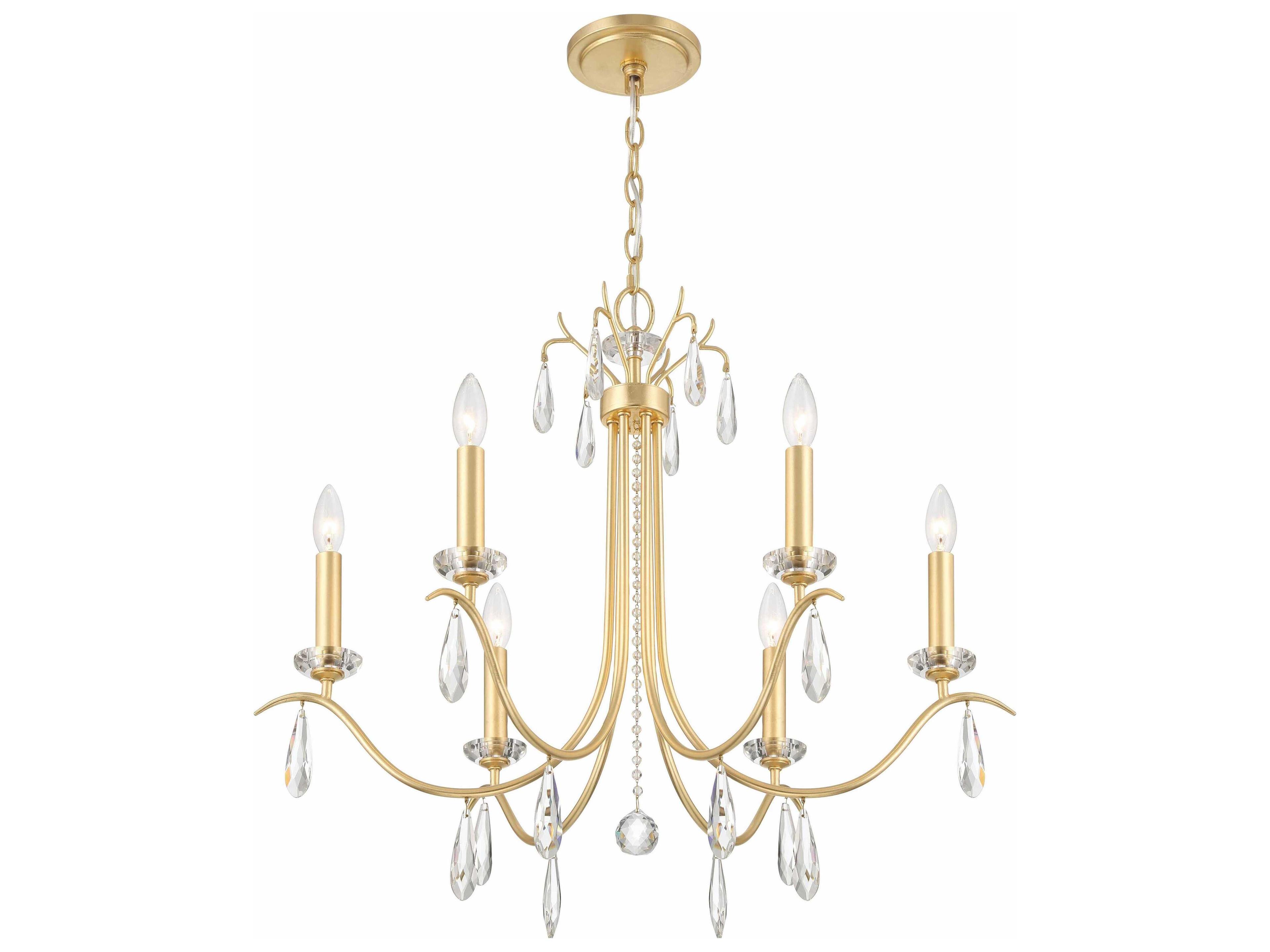Crystorama Rollins 6-Light Antique Gold Candelabra Chandelier