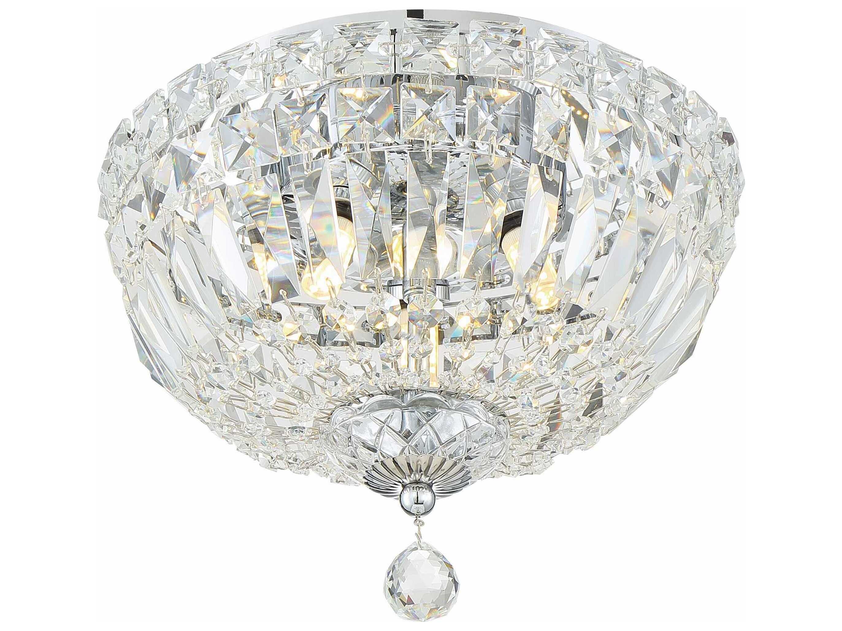 Crystorama Roslyn 3-Light Polished Chrome Crystal Bowl Flush Mount