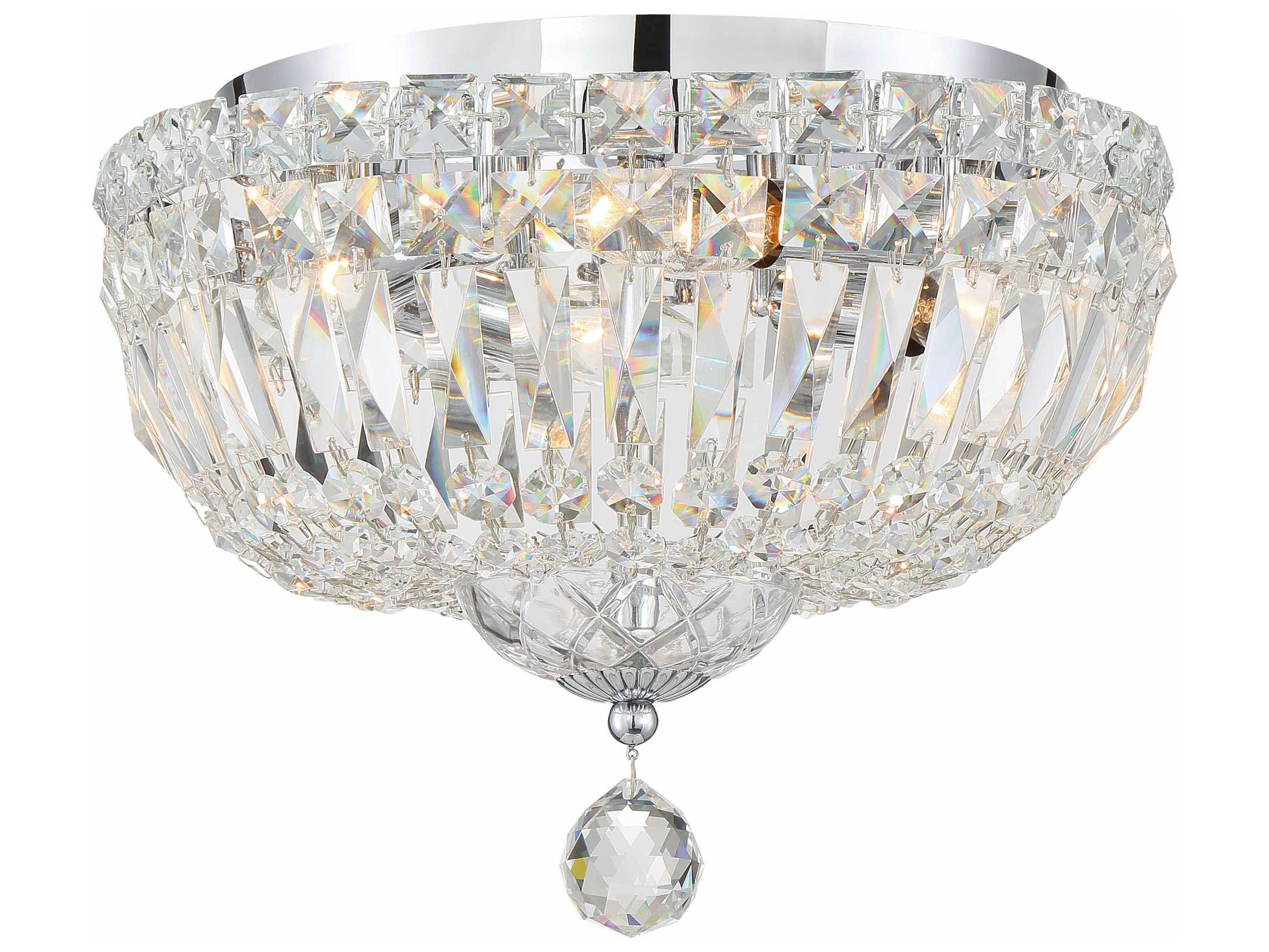 Crystorama Roslyn 3-Light Polished Chrome Crystal Bowl Flush Mount