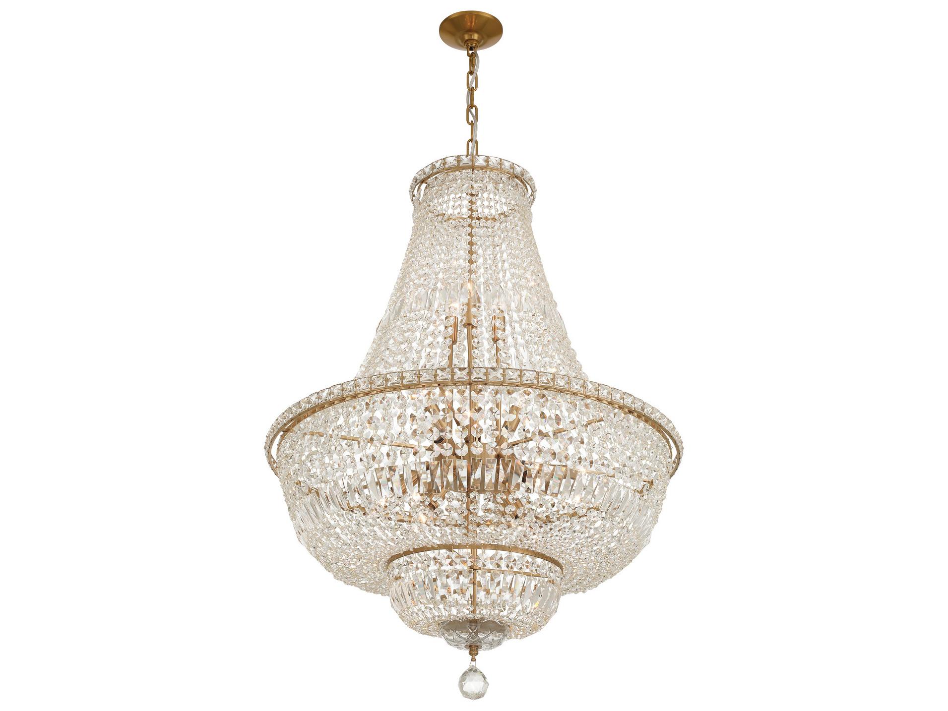 Crystorama Roslyn 15-Light Gold Candelabra Chandelier