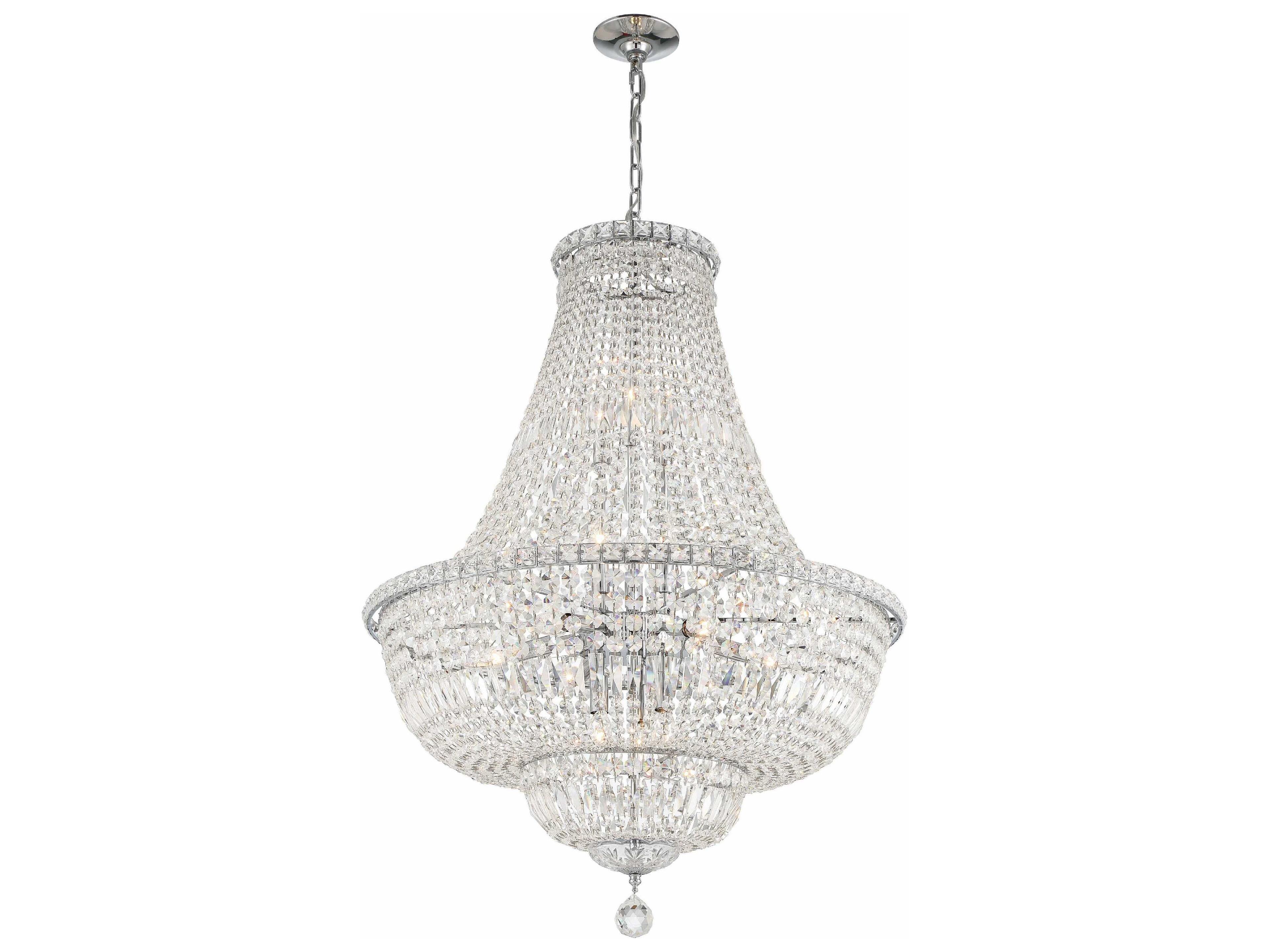 Crystorama Roslyn 15-Light Polished Chrome Crystal Candelabra Empire Chandelier