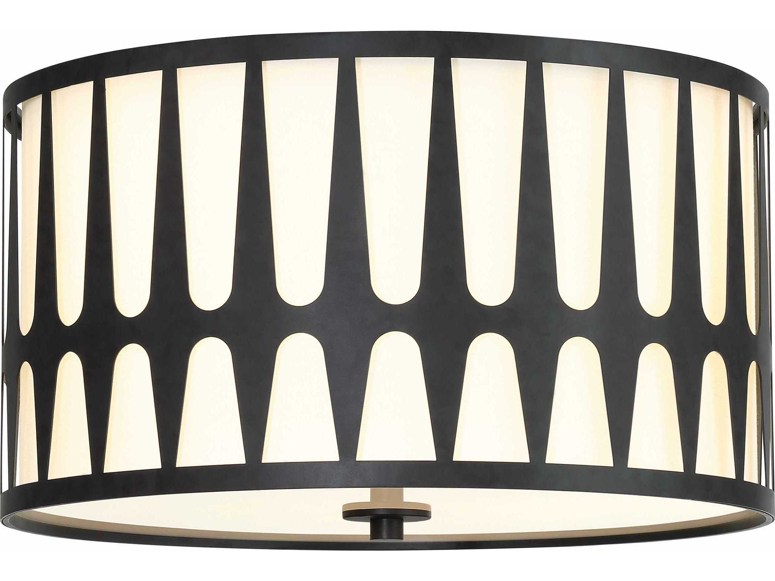 Crystorama Royston 3-Light Black Drum Flush Mount