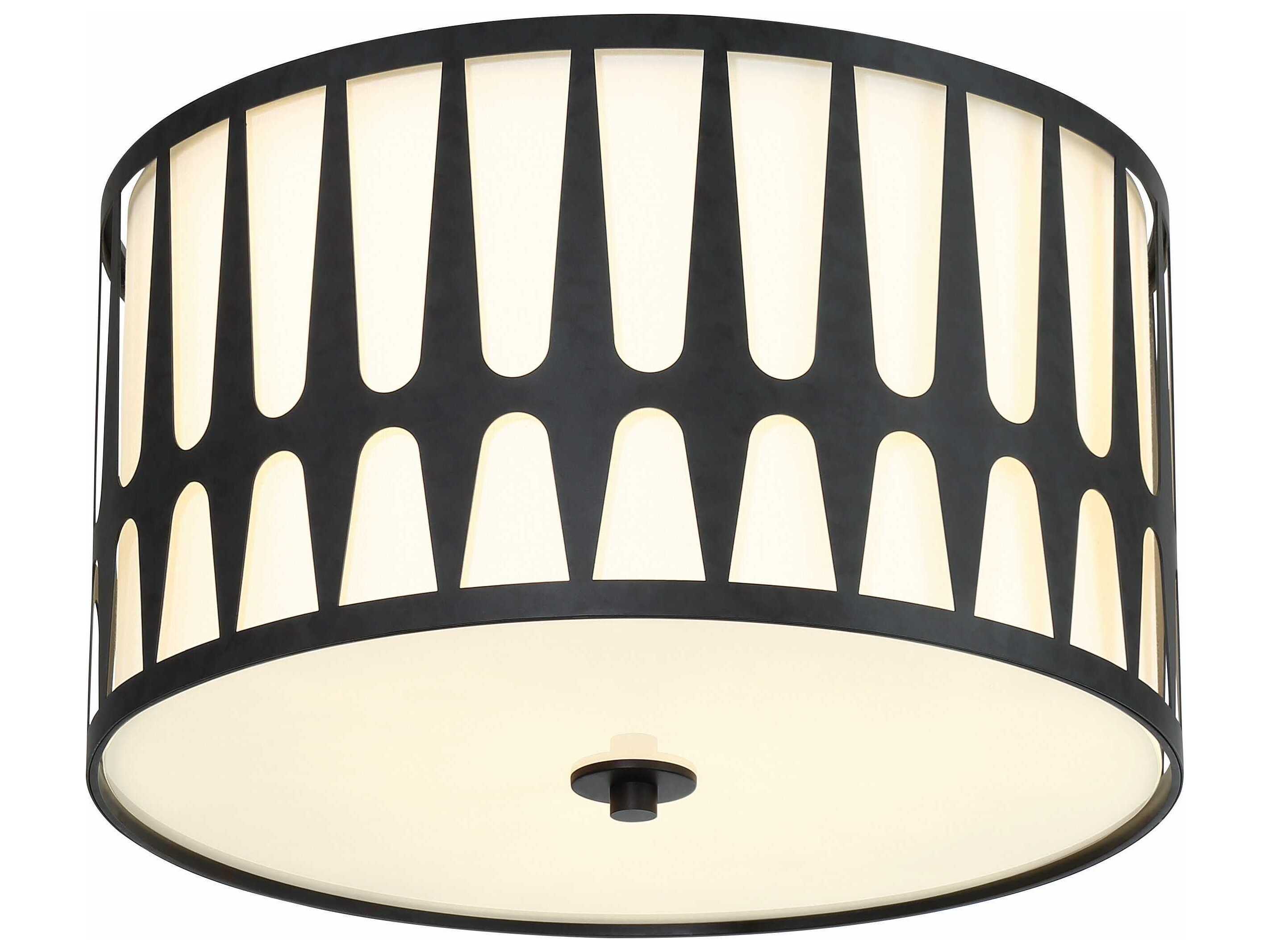 Crystorama Royston 3-Light Black Drum Flush Mount