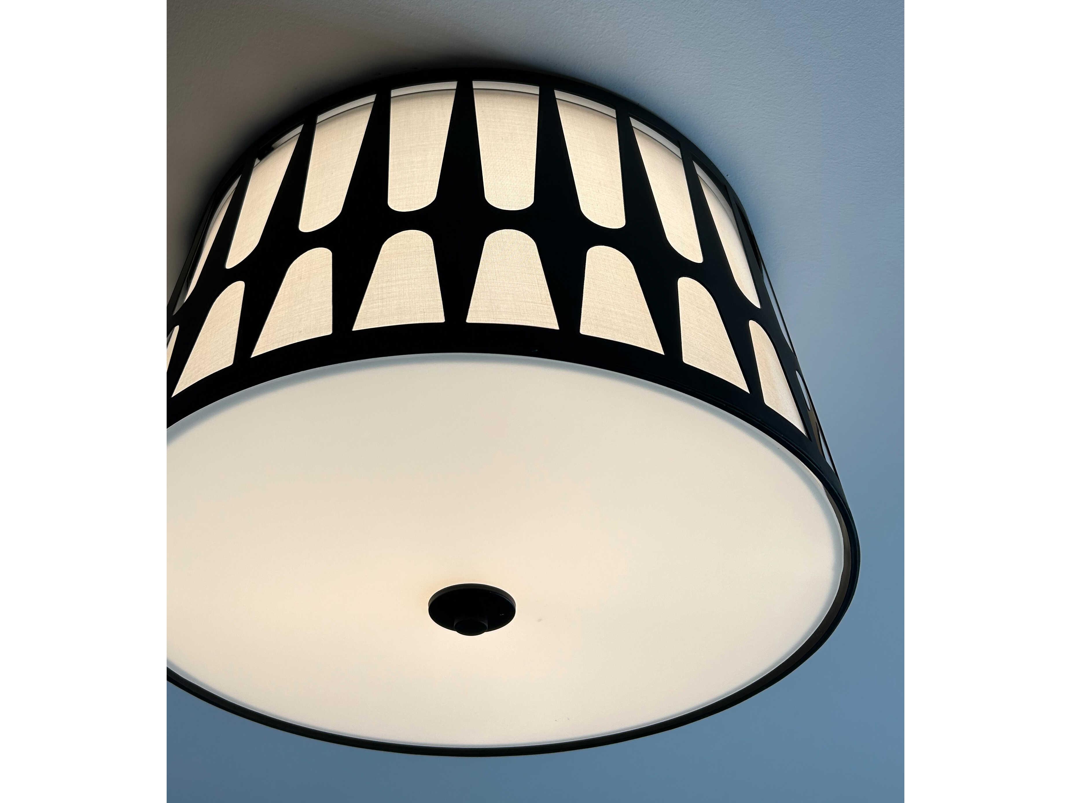 Crystorama Royston 3-Light Black Drum Flush Mount