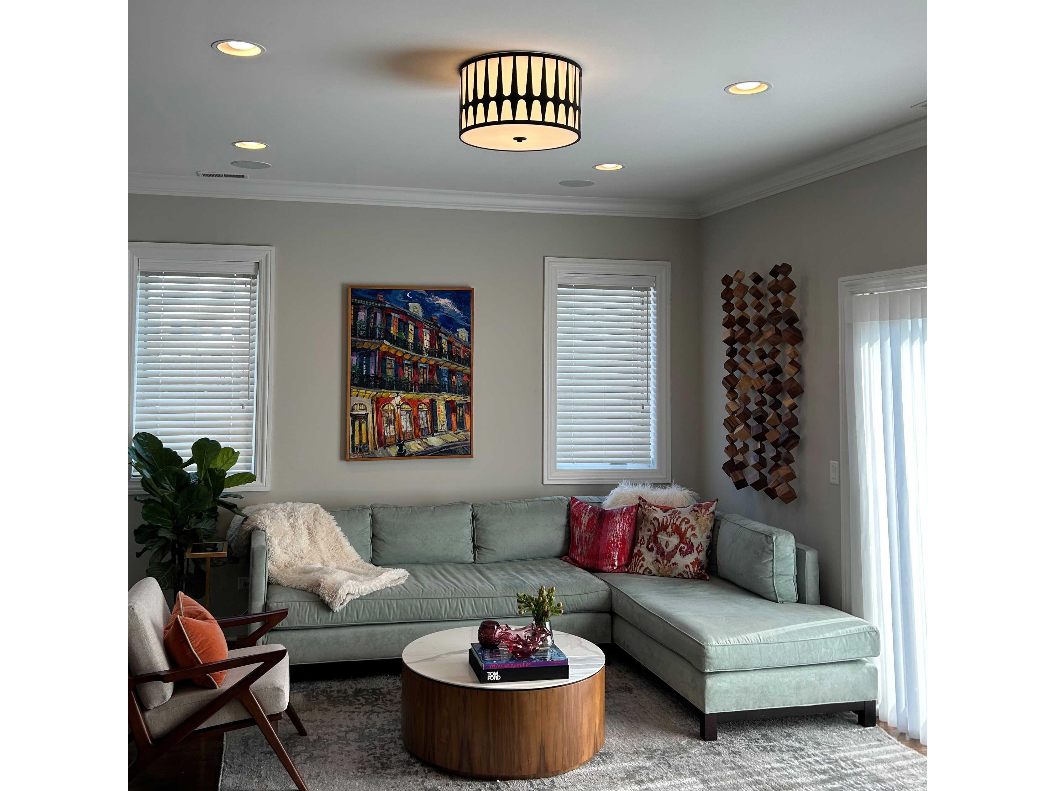 Crystorama Royston 3-Light Black Drum Flush Mount