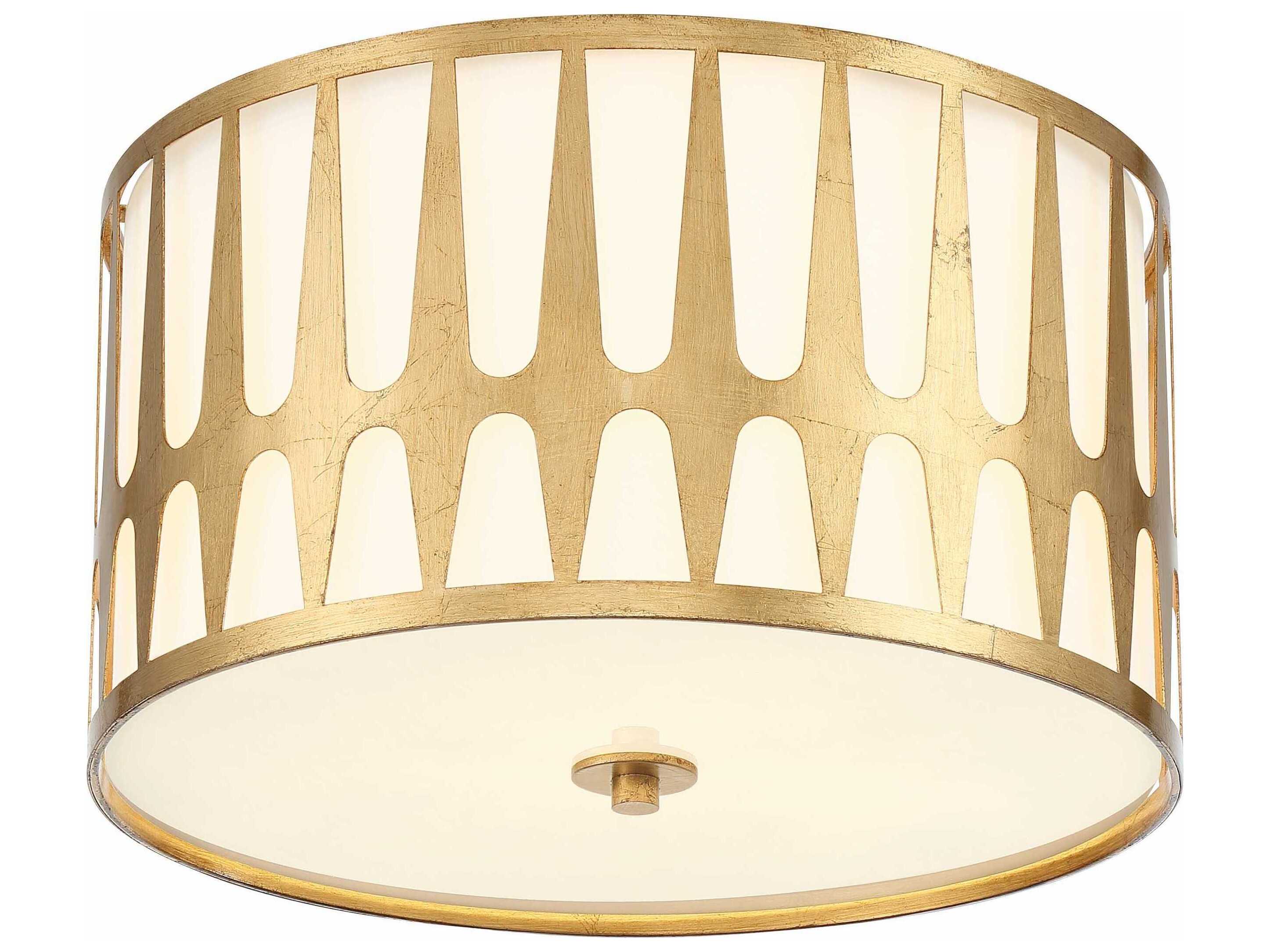 Crystorama Royston 3-Light Antique Gold Drum Flush Mount