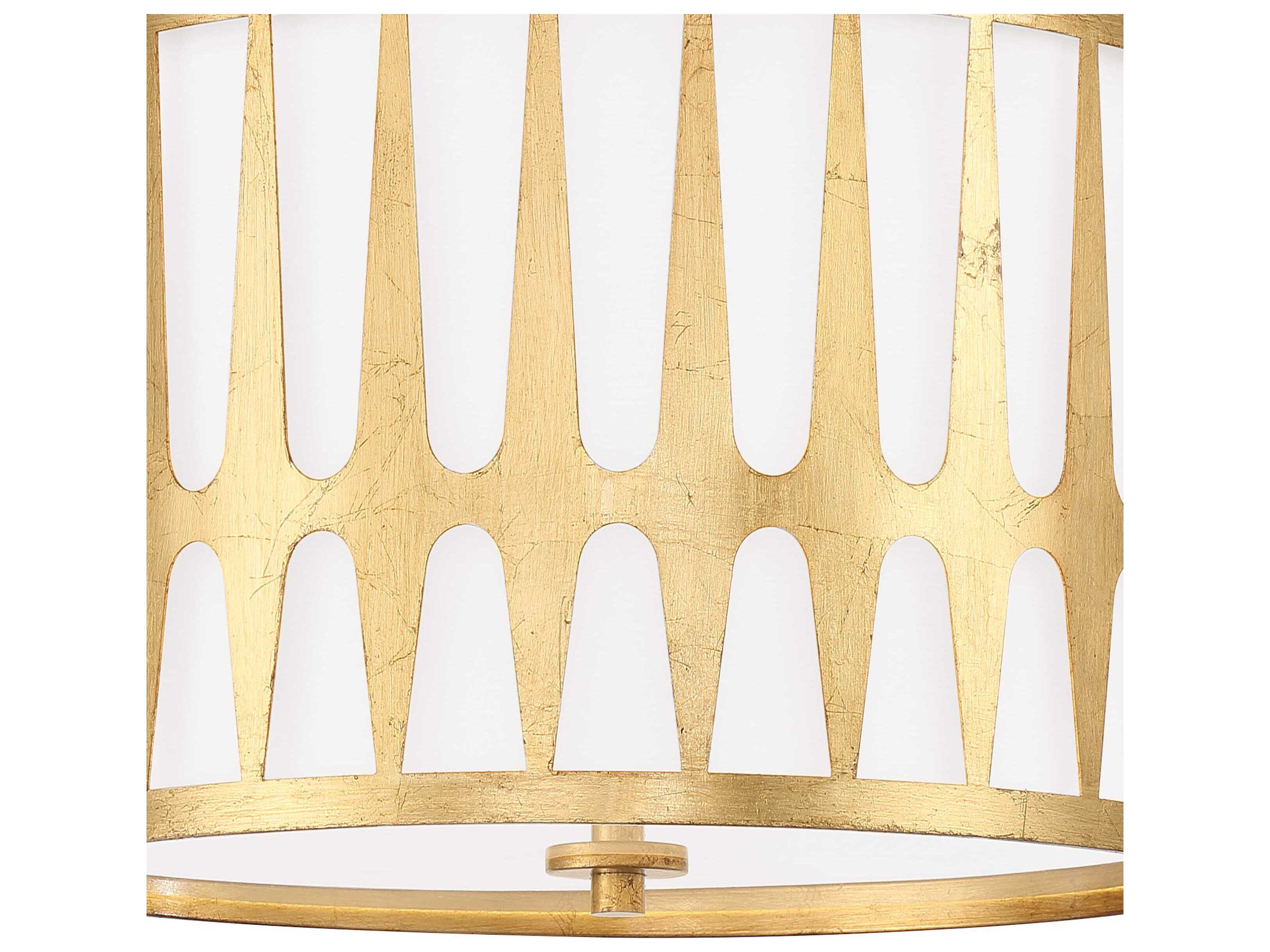 Crystorama Royston 3-Light Antique Gold Drum Flush Mount