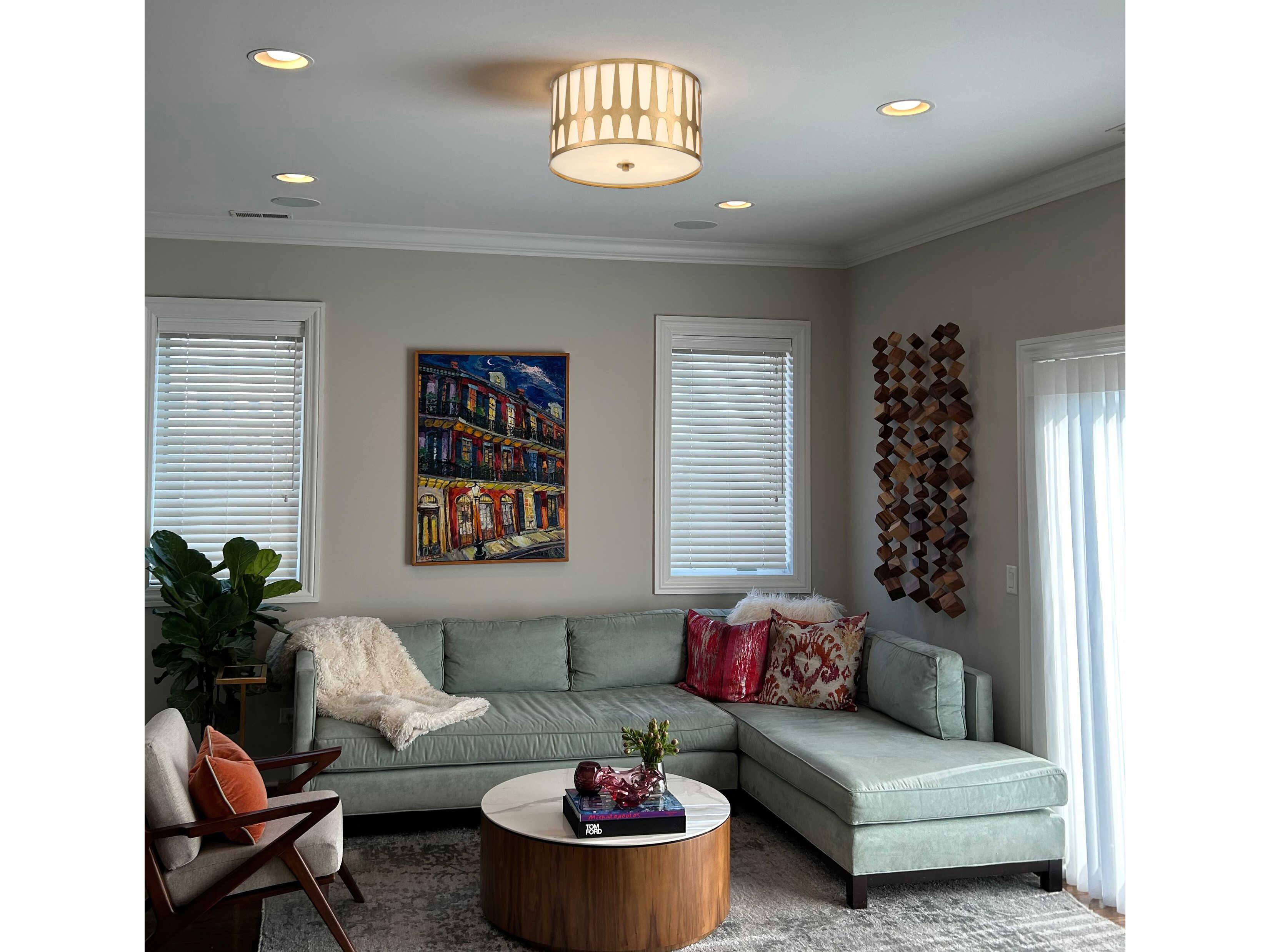 Crystorama Royston 3-Light Antique Gold Drum Flush Mount