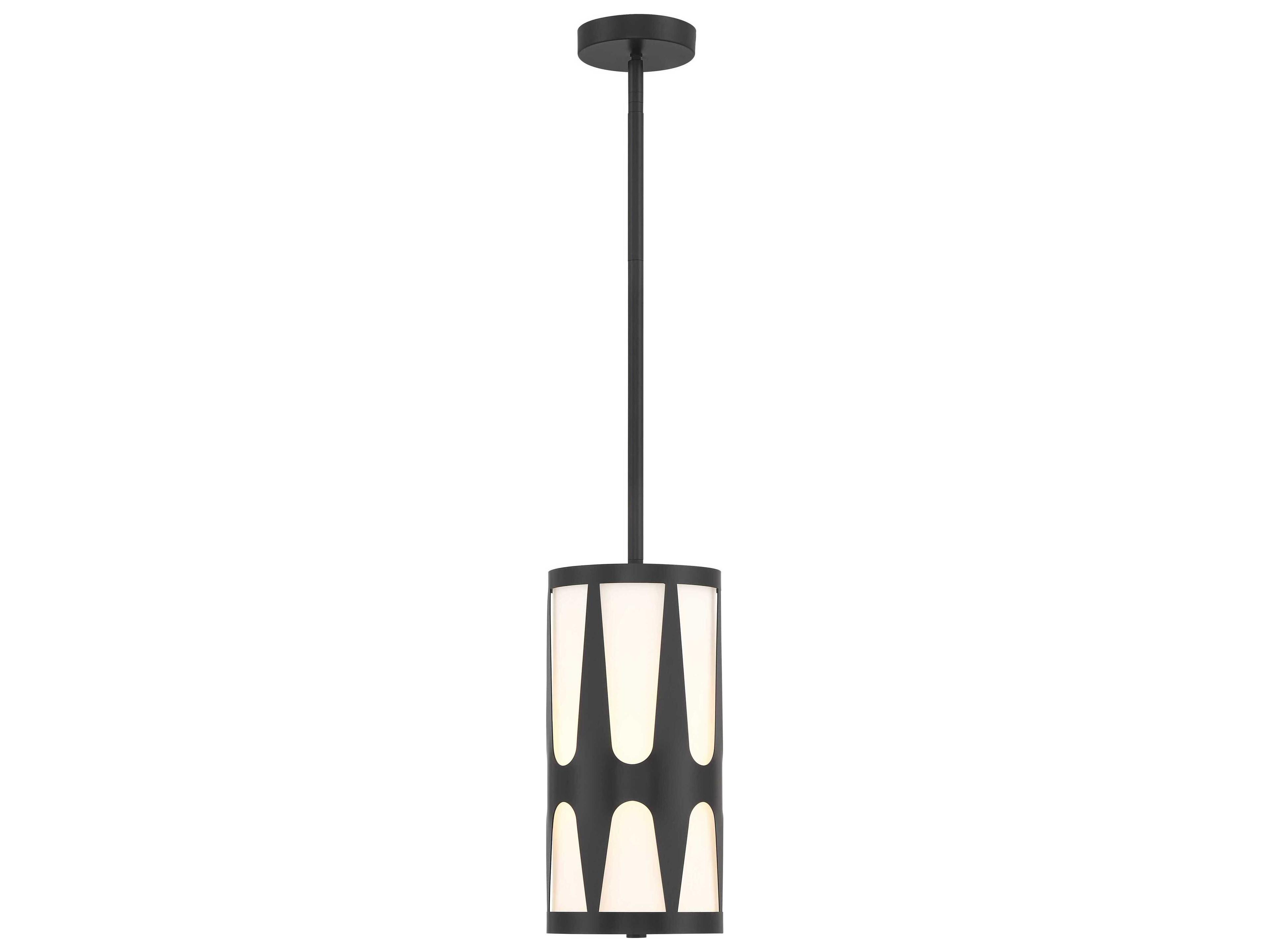 Crystorama Royston 1-Light Black Glass Cylinder Mini Pendant
