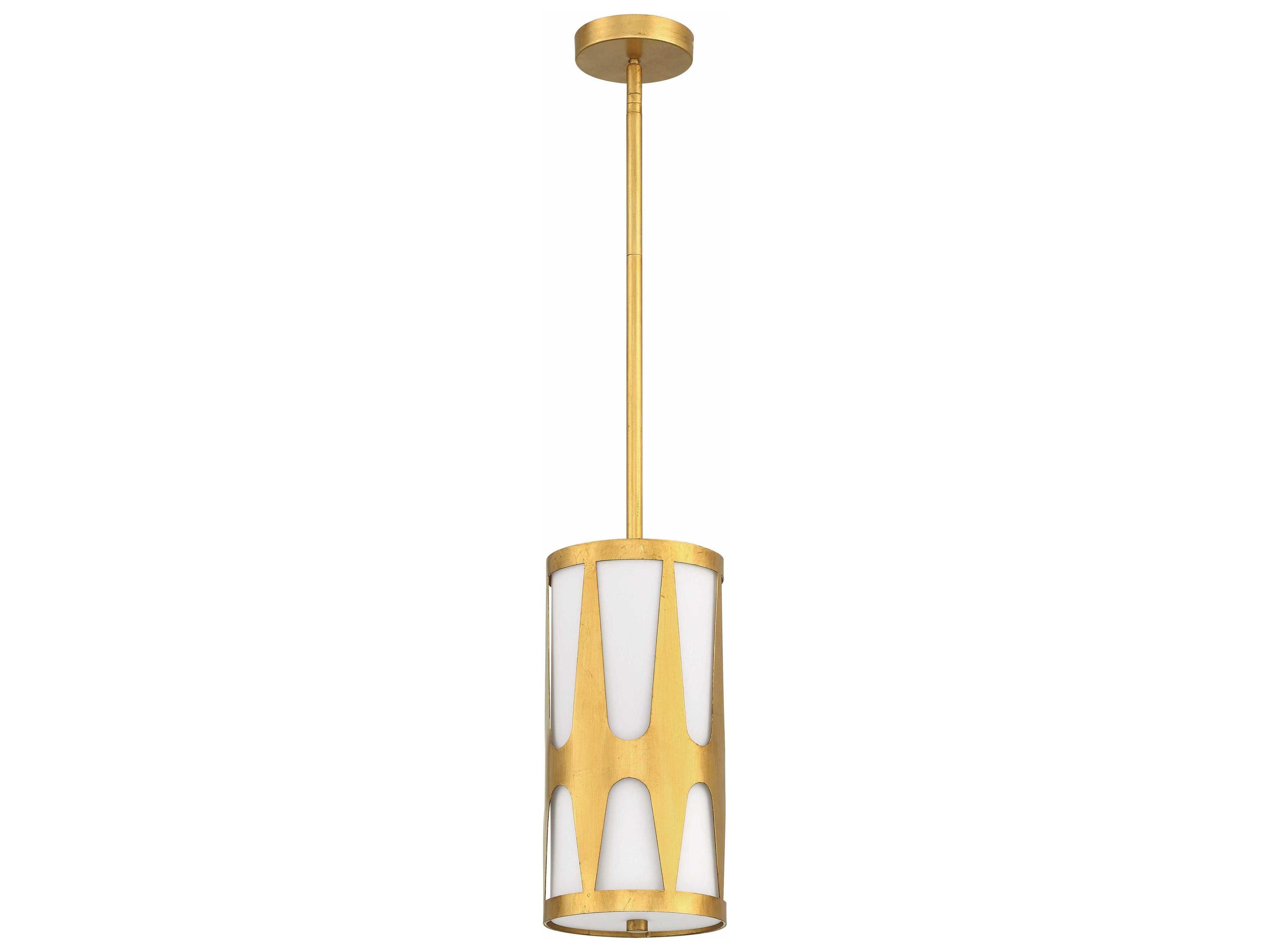 Crystorama Royston 1-Light Antique Gold Glass Cylinder Mini Pendant