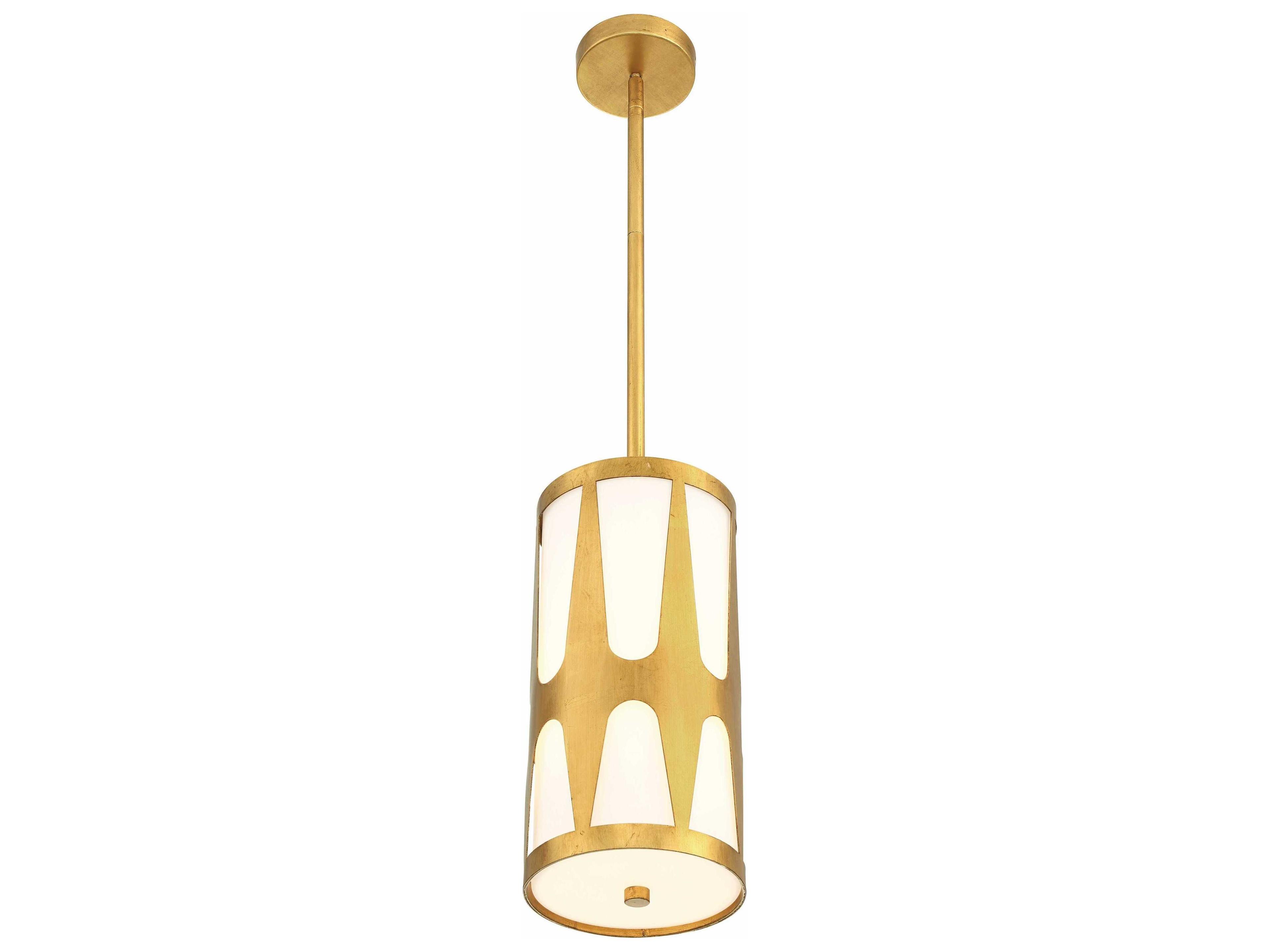 Crystorama Royston 1-Light Antique Gold Glass Cylinder Mini Pendant
