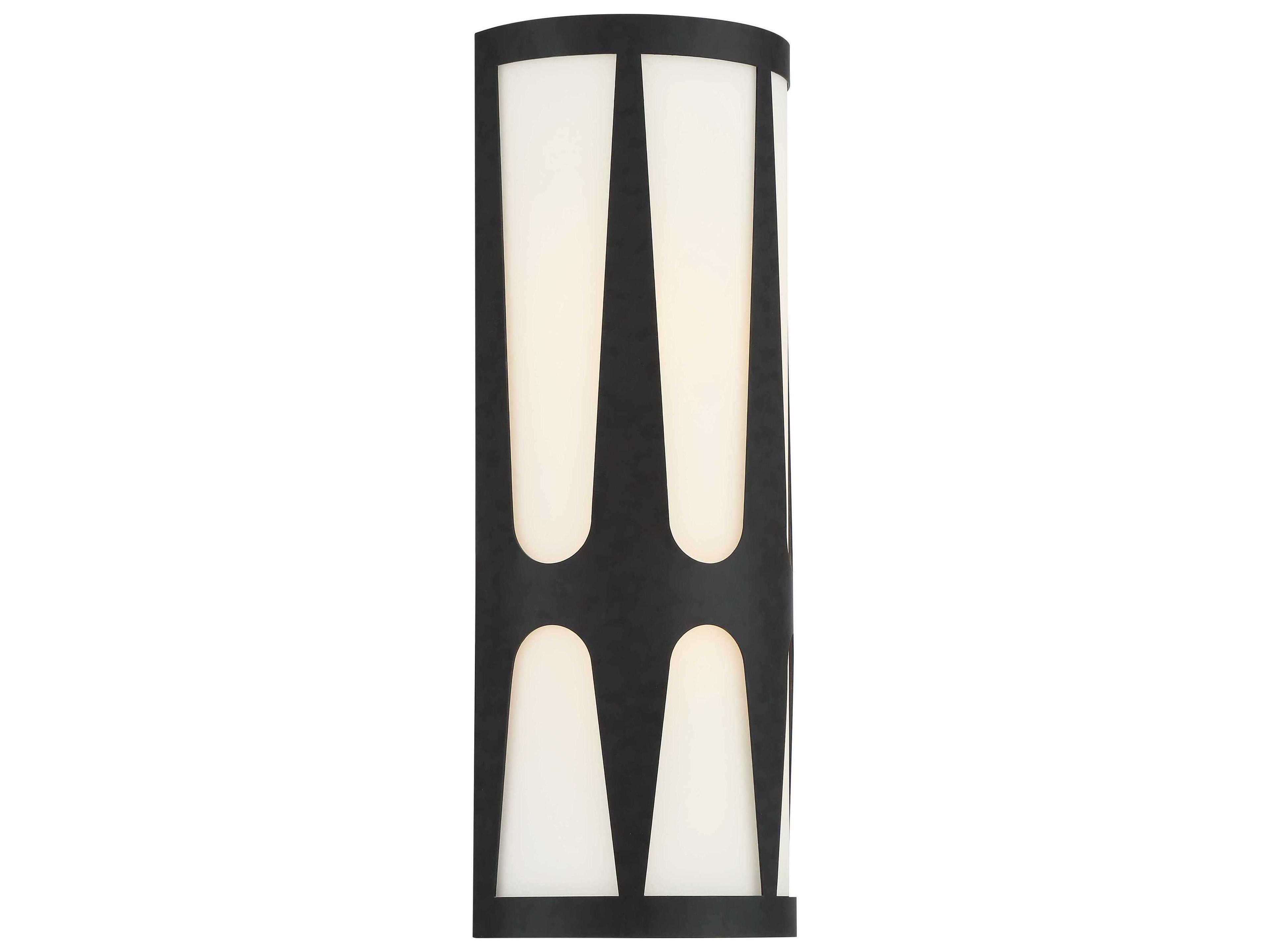 Crystorama Royston 2-Light Black Glass Wall Sconce