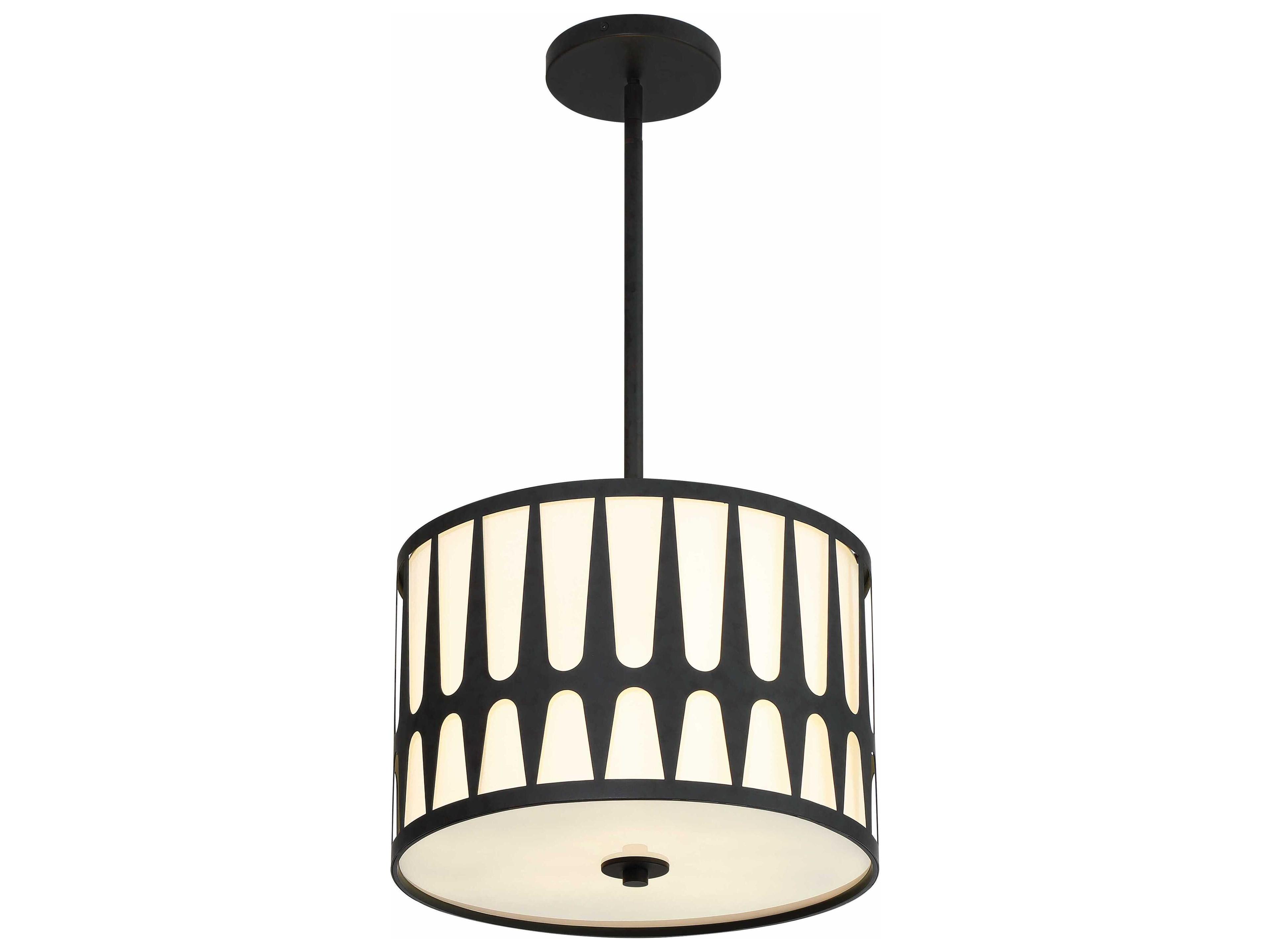 Crystorama Royston 3-Light Black Drum Pendant