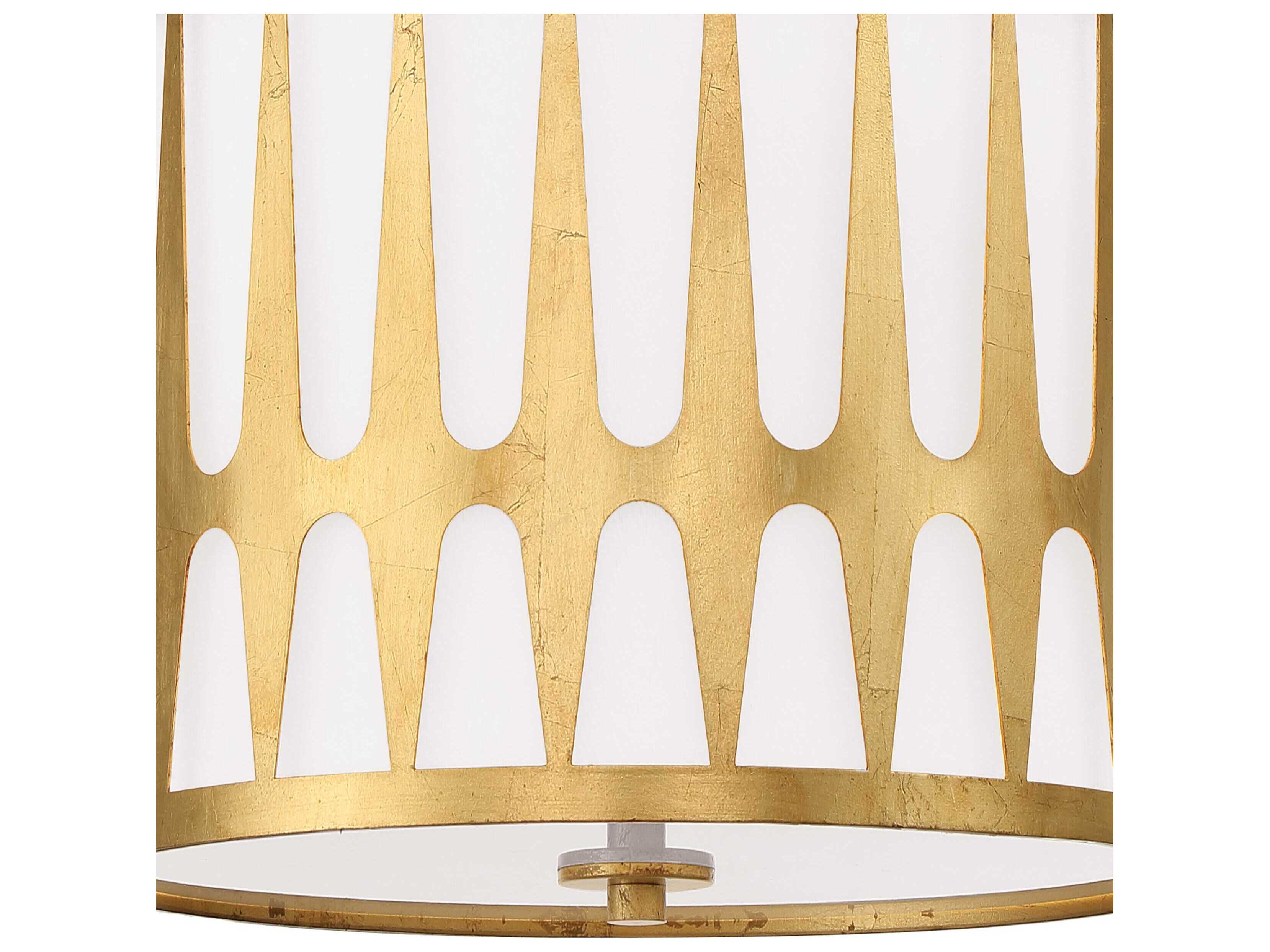 Crystorama Royston 3-Light Antique Gold Drum Pendant