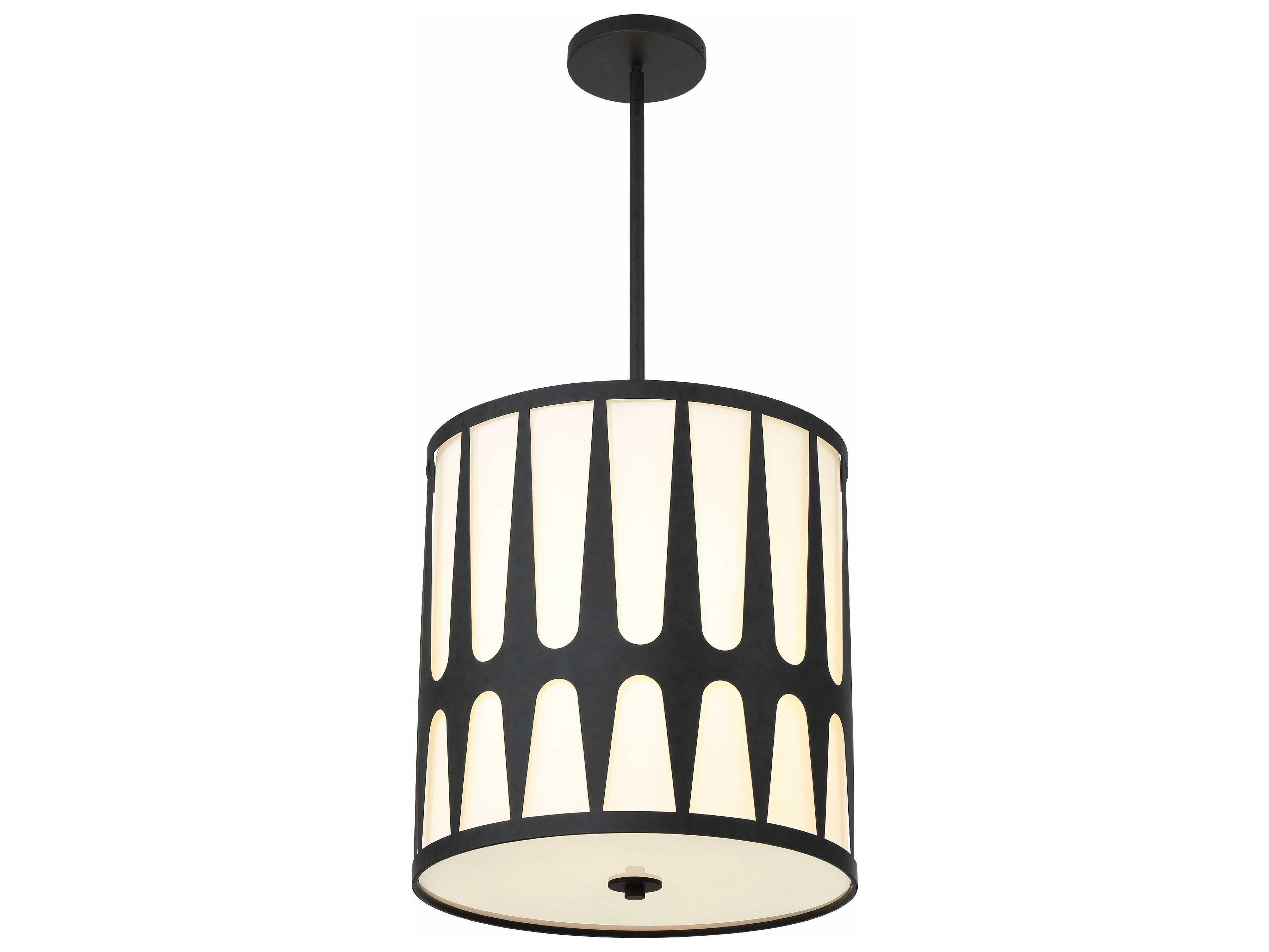 Crystorama Royston 4-Light Black Drum Pendant
