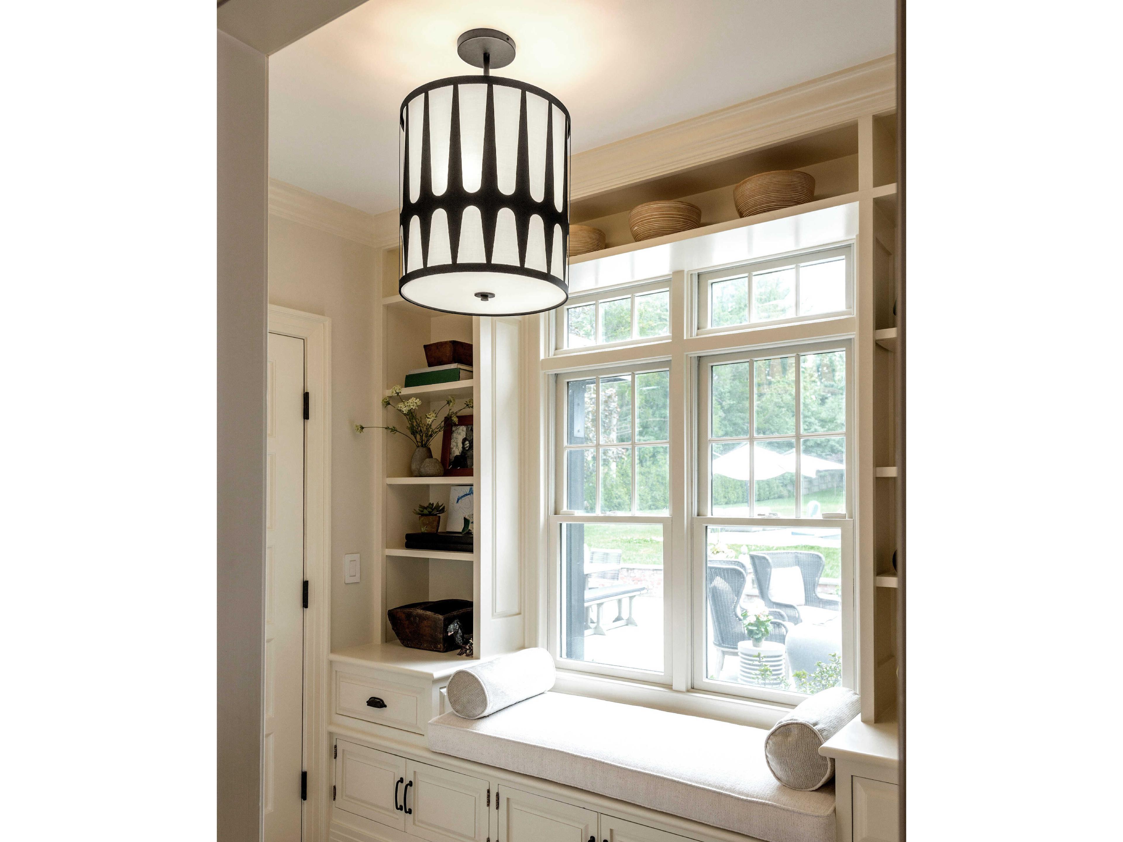 Crystorama Royston 4-Light Black Drum Pendant