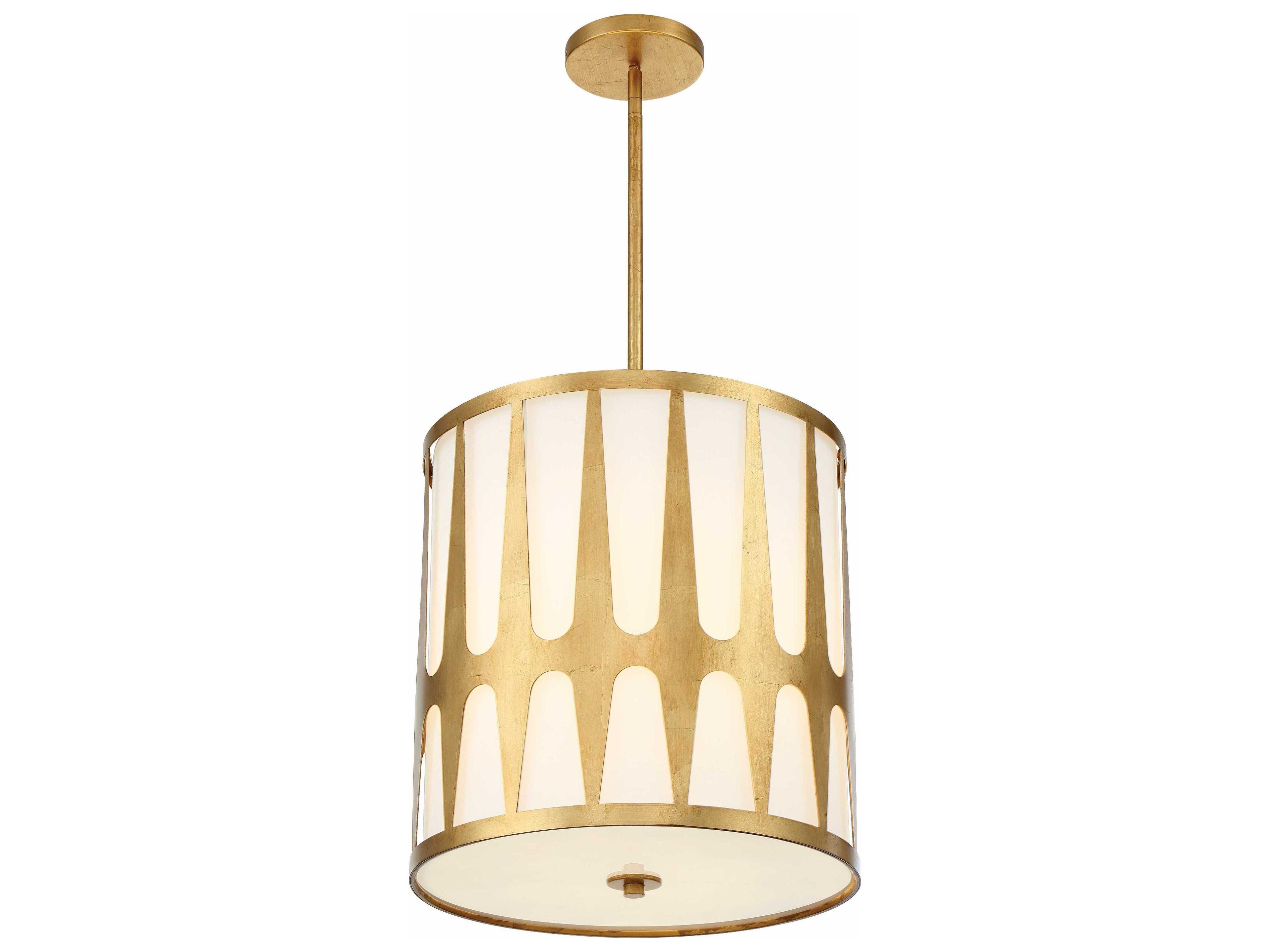 Crystorama Royston 4-Light Antique Gold Drum Pendant