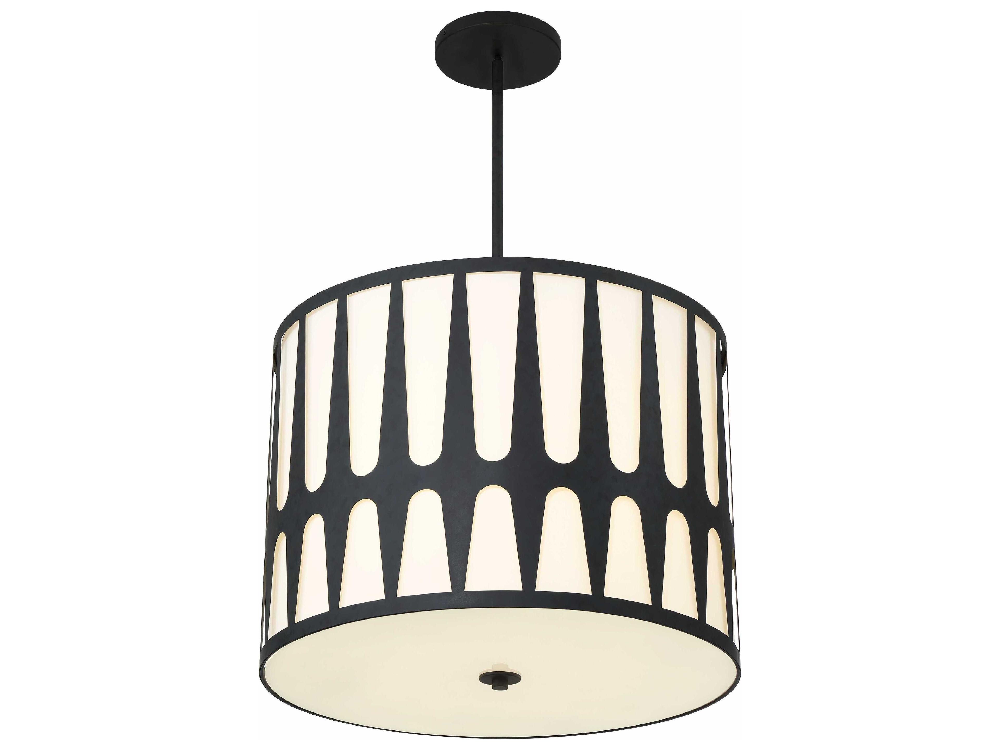 Crystorama Royston 5-Light Black Drum Pendant