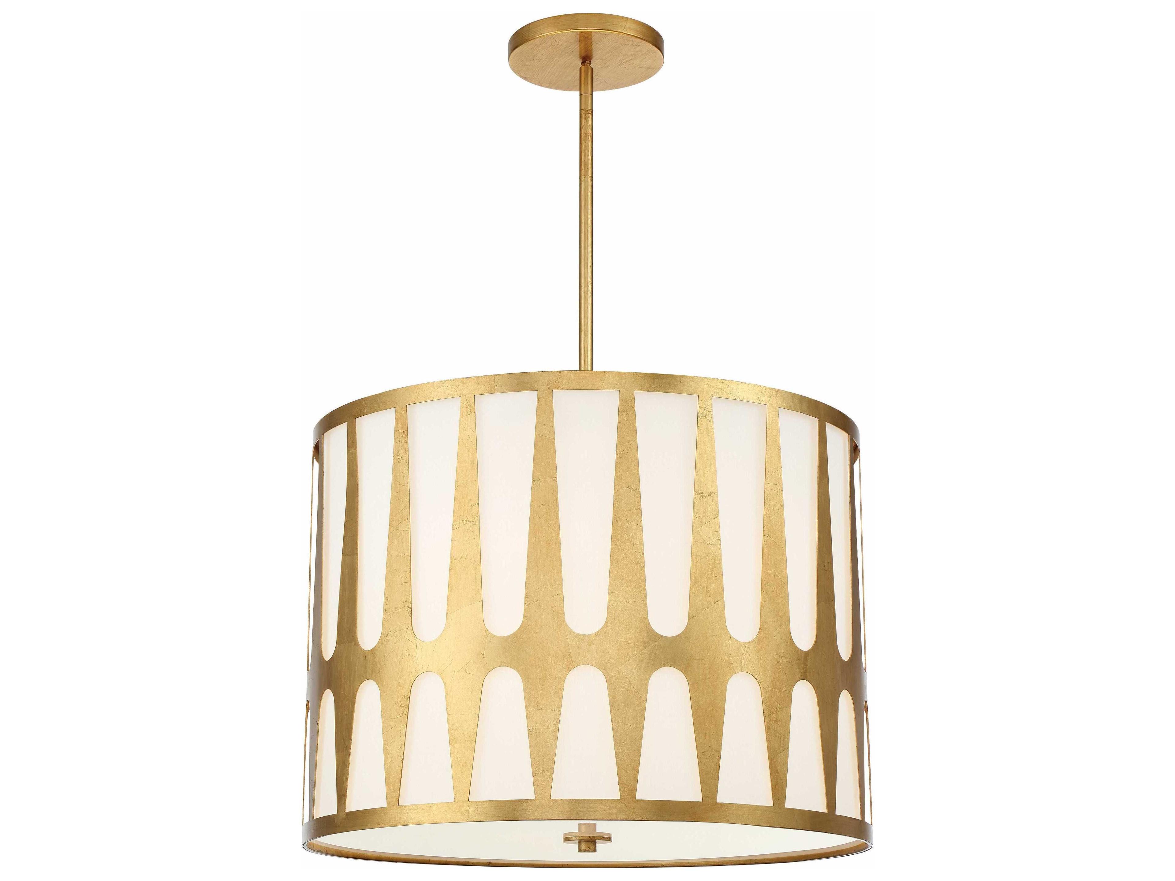 Crystorama Royston 5-Light Antique Gold Drum Pendant