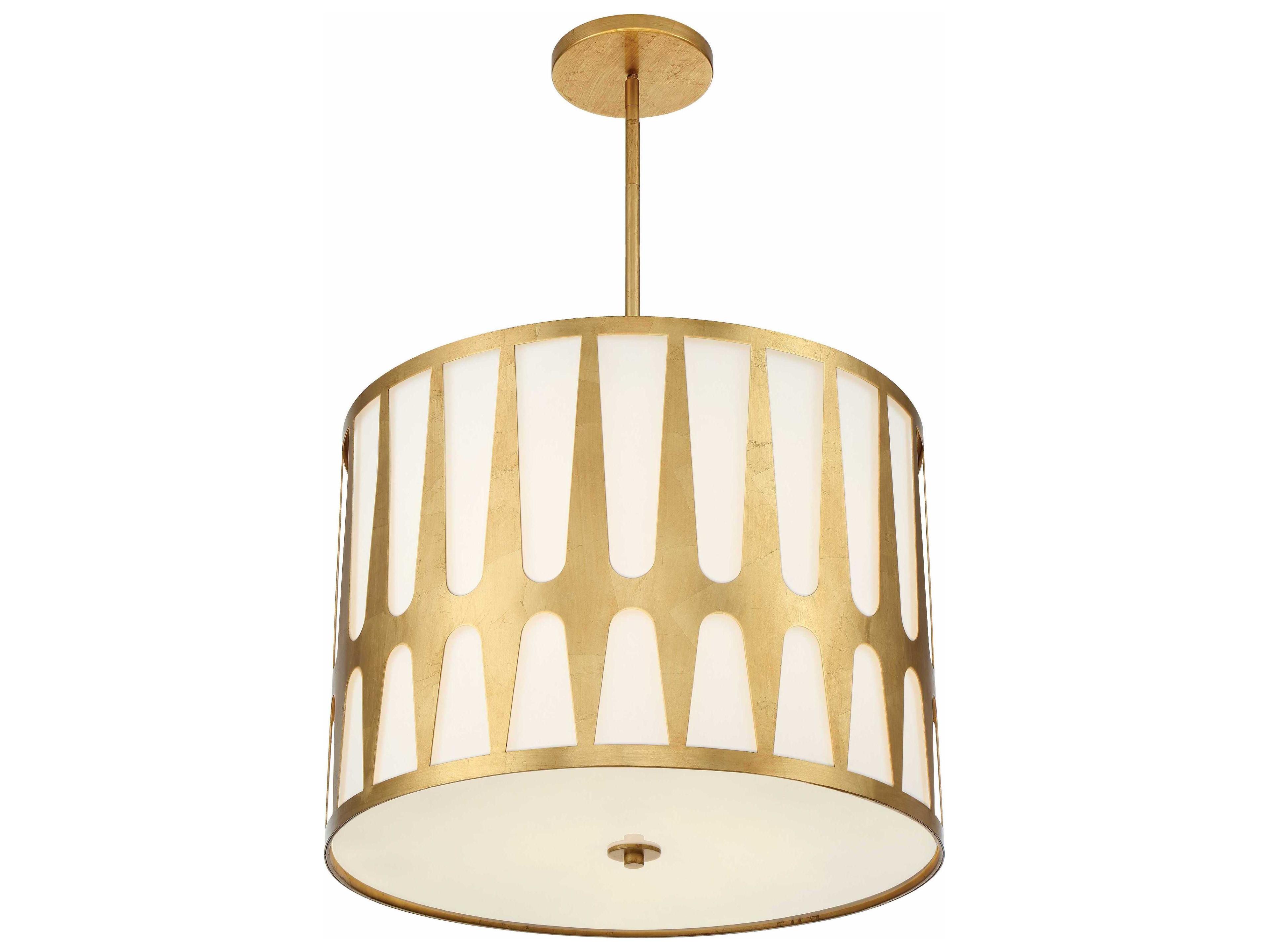 Crystorama Royston 5-Light Antique Gold Drum Pendant
