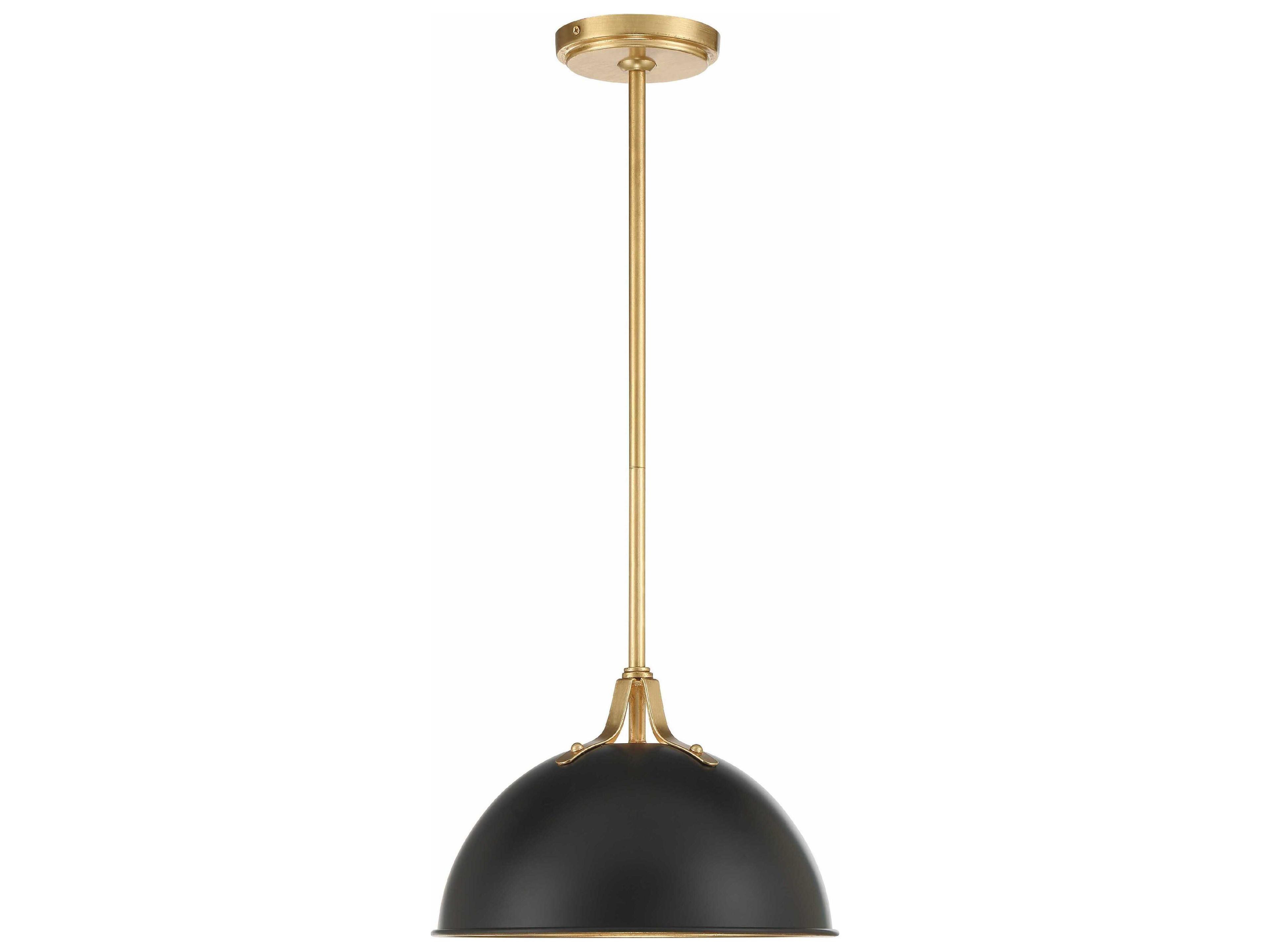 Crystorama Soto 1-Light Matte Black Antique Gold Dome Mini Pendant