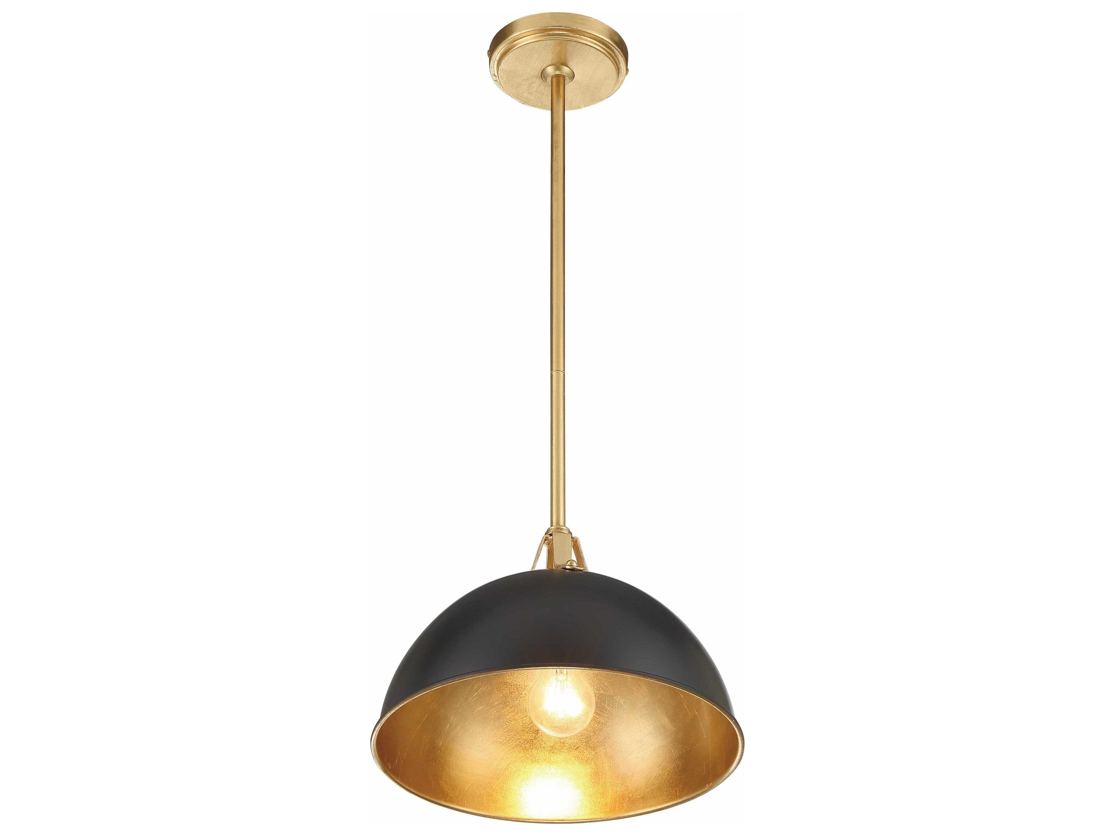 Crystorama Soto 1-Light Matte Black Antique Gold Dome Mini Pendant