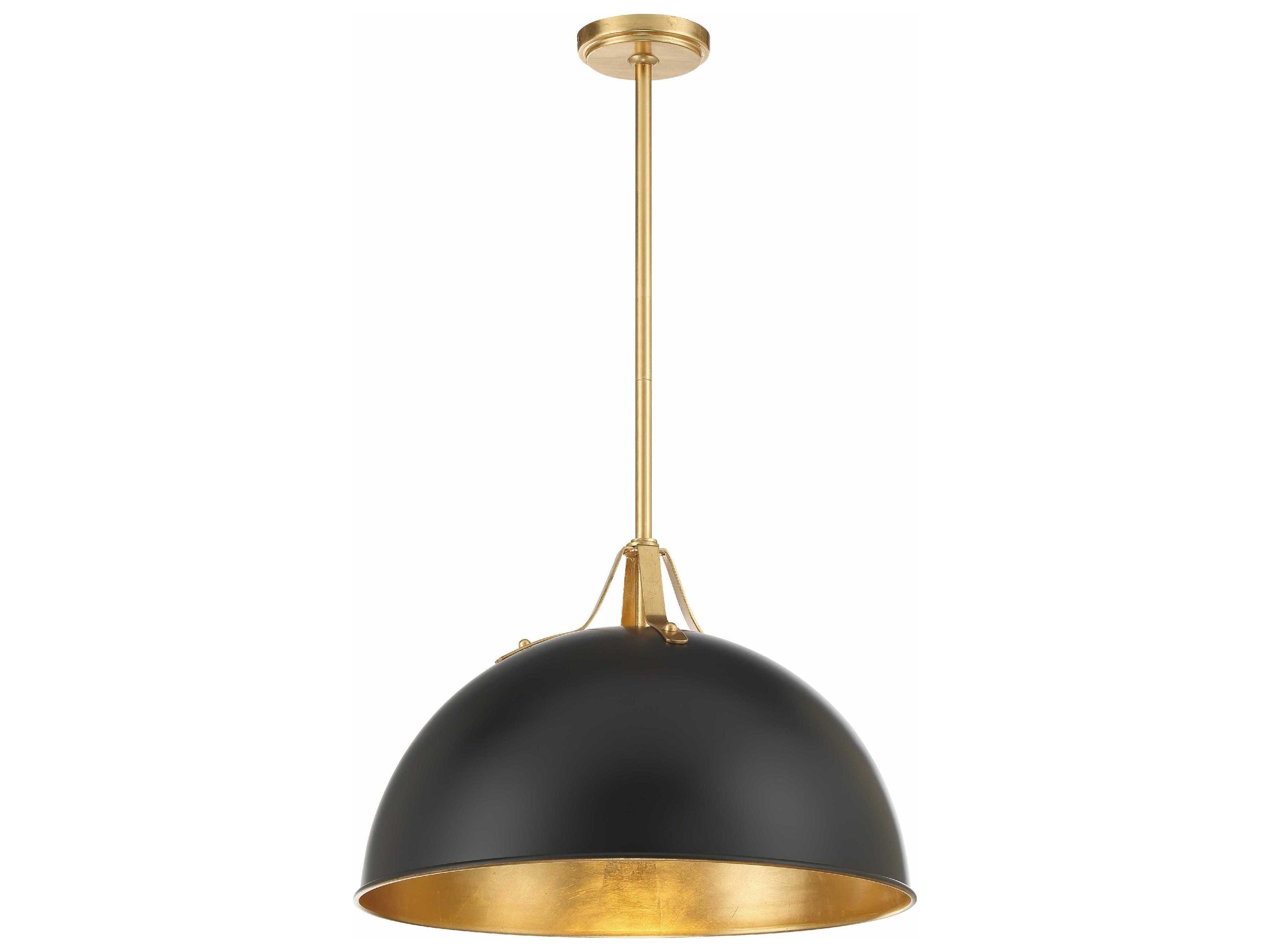 Crystorama Soto 1-Light Matte Black Antique Gold Dome Pendant