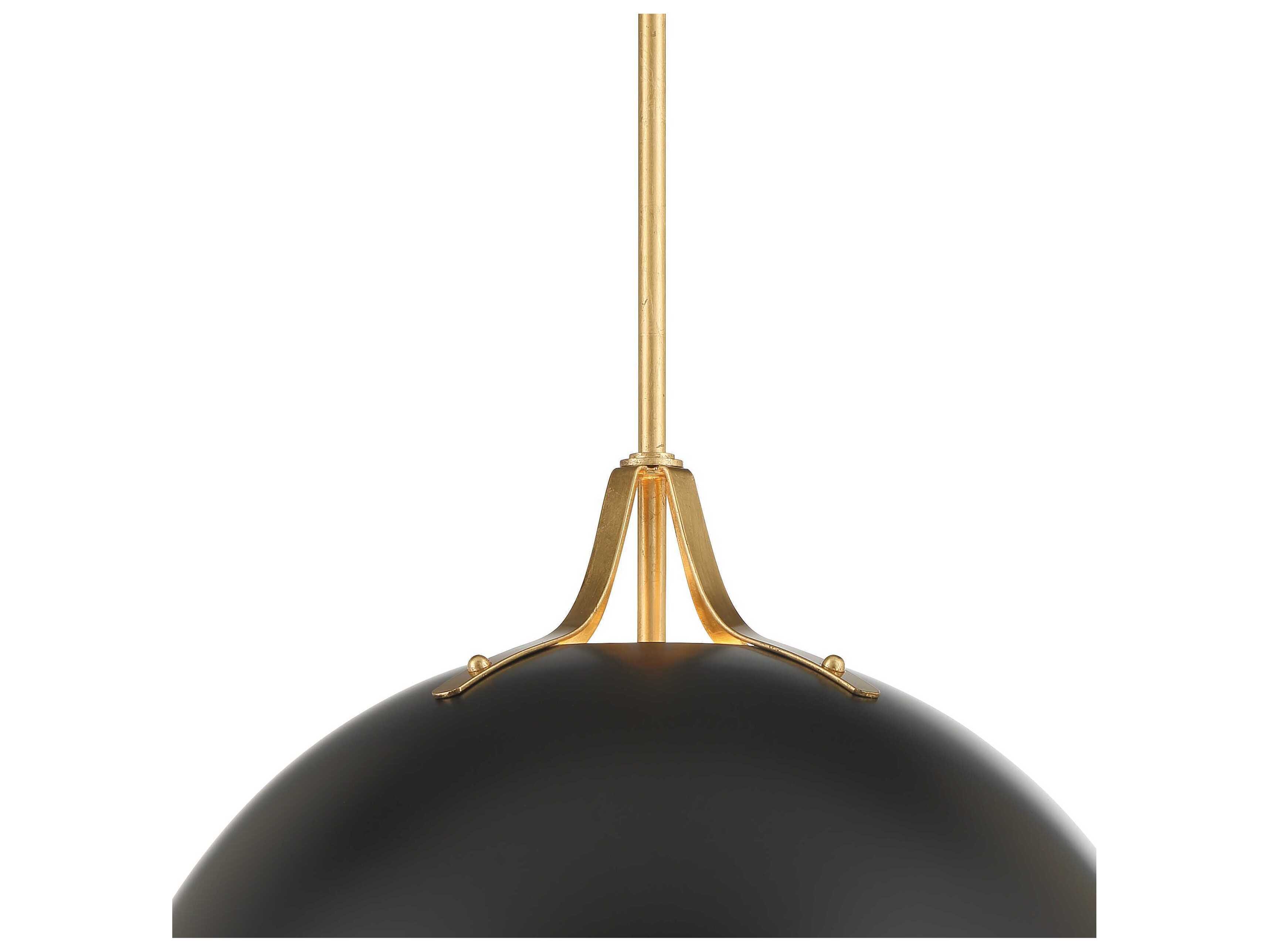 Crystorama Soto 3-Light Matte Black Antique Gold Dome Pendant