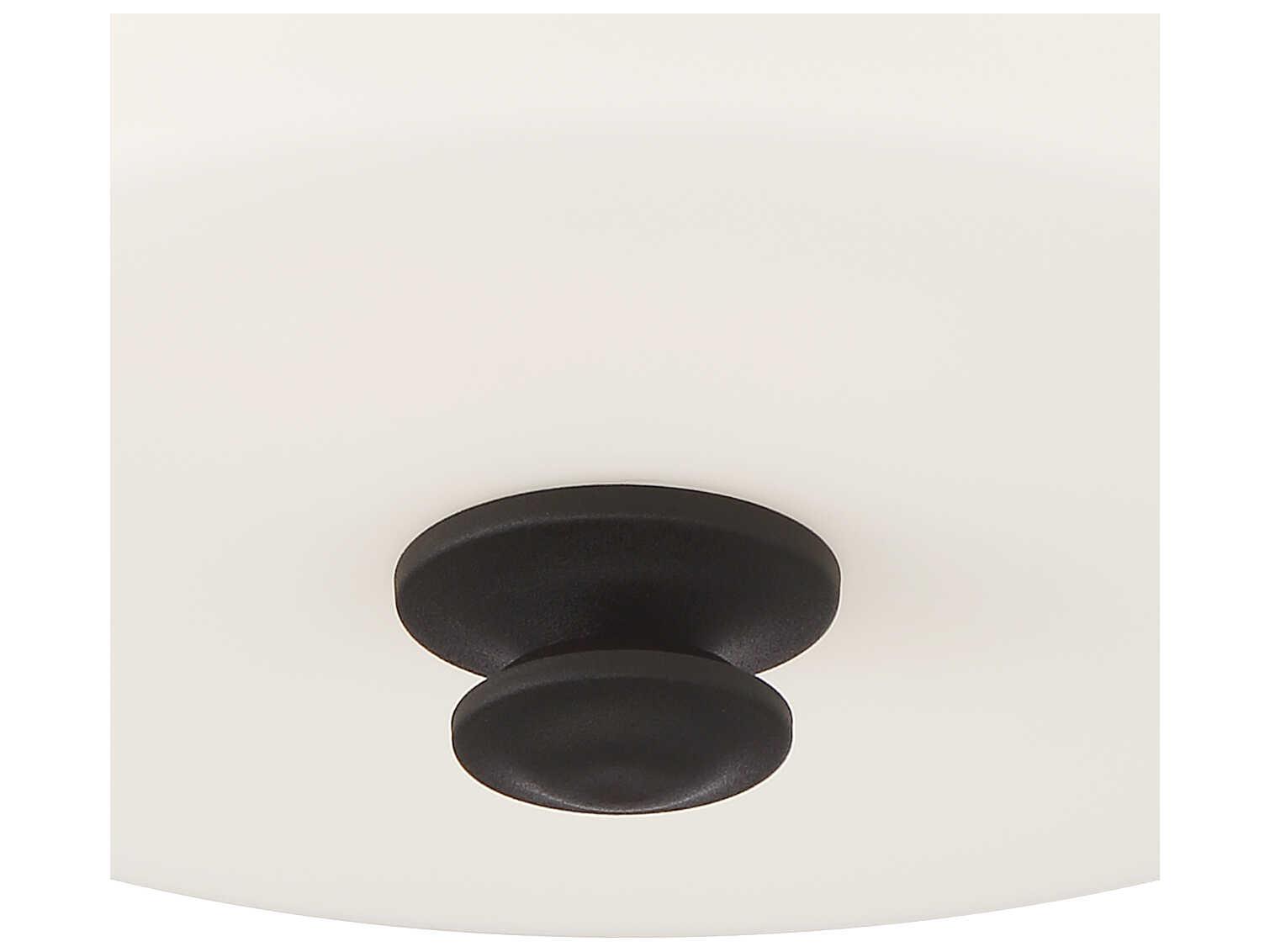 Crystorama Travis 2-Light Black Forged White Glass Drum Semi Flush Mount