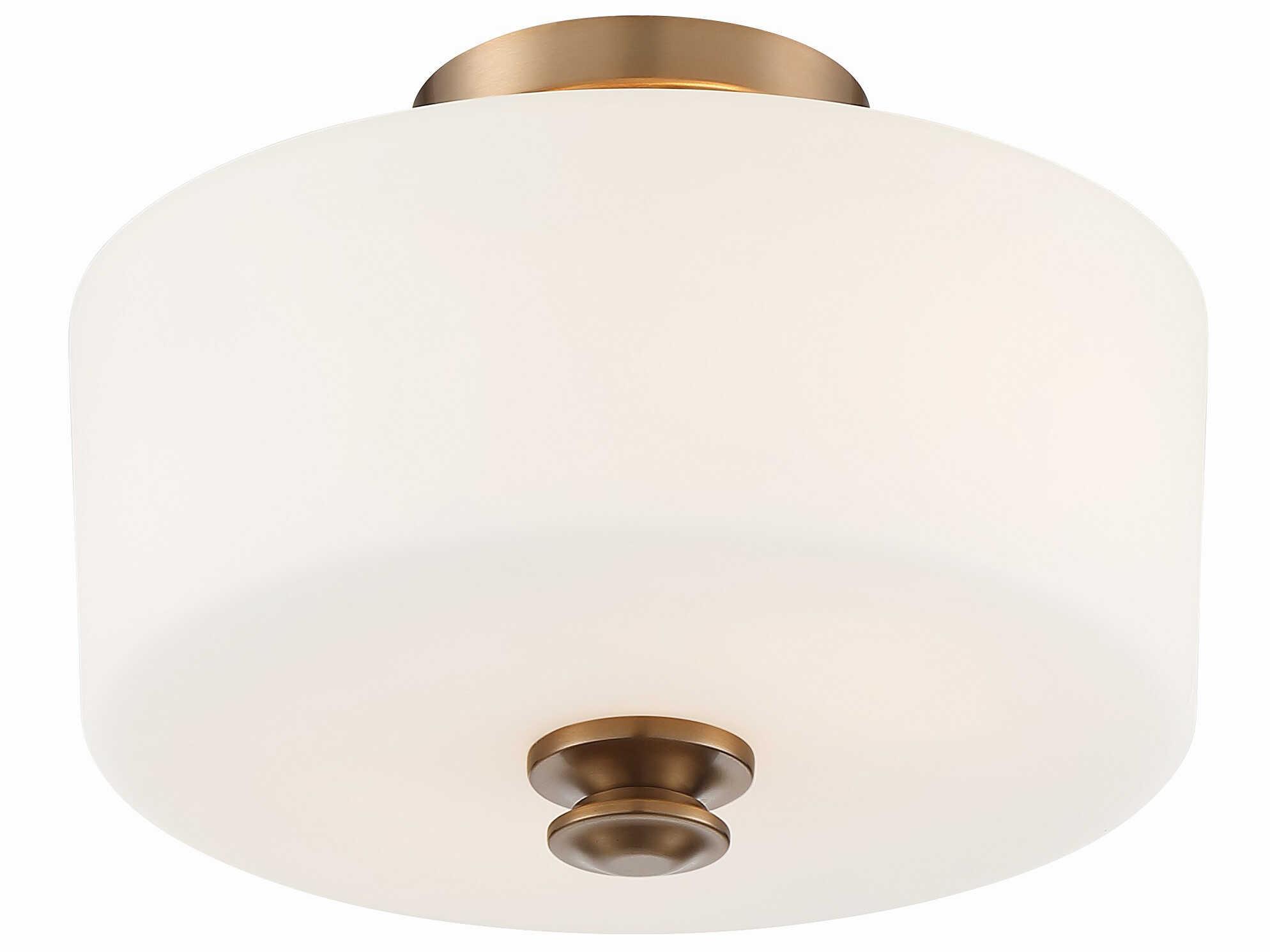 Crystorama Travis 2-Light Vibrant Gold Glass Drum Semi Flush Mount