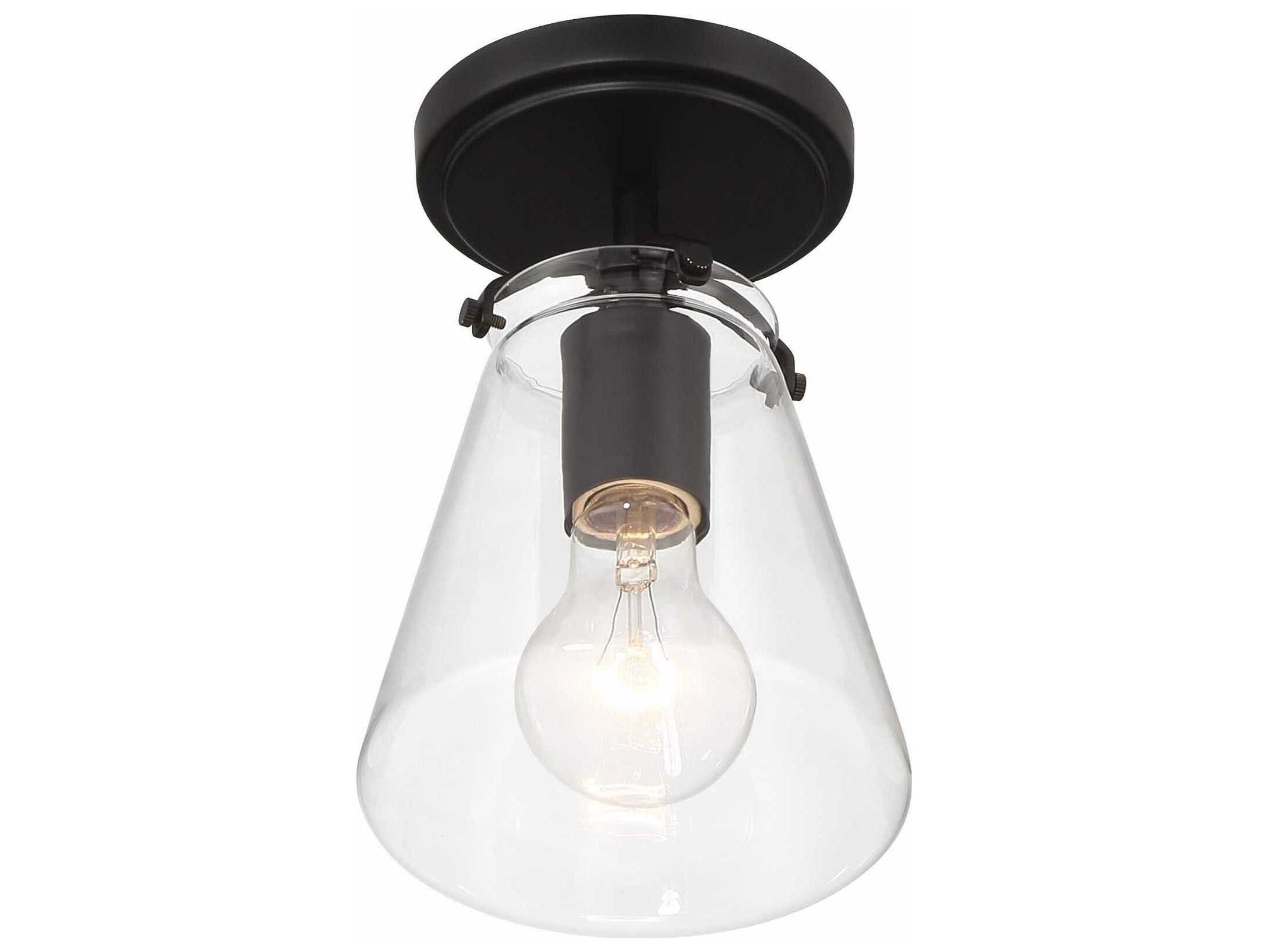 Crystorama Voss 1-Light Matte Black Semi Flush Mount