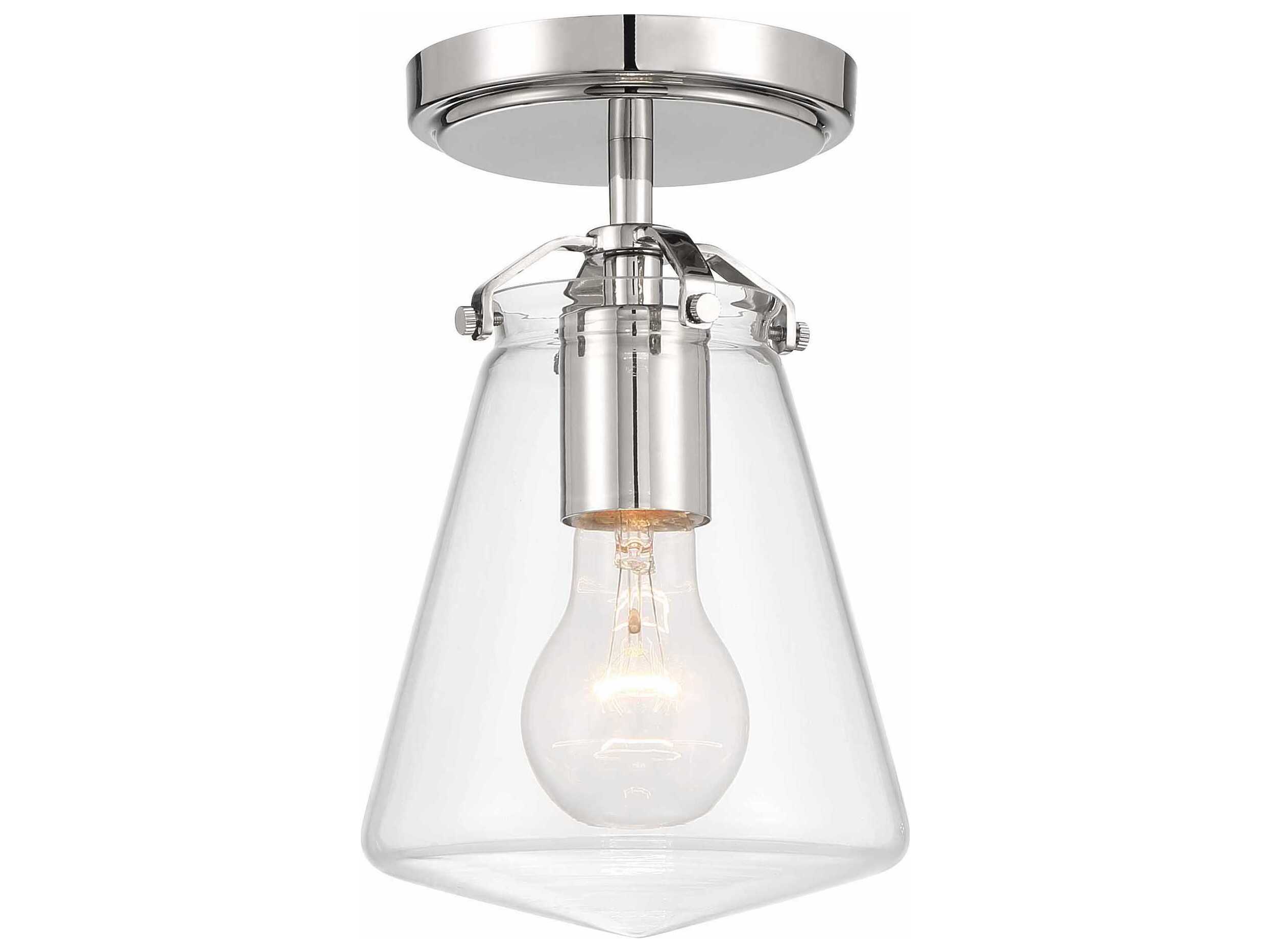 Crystorama Voss 1-Light Polished Nickel Semi Flush Mount