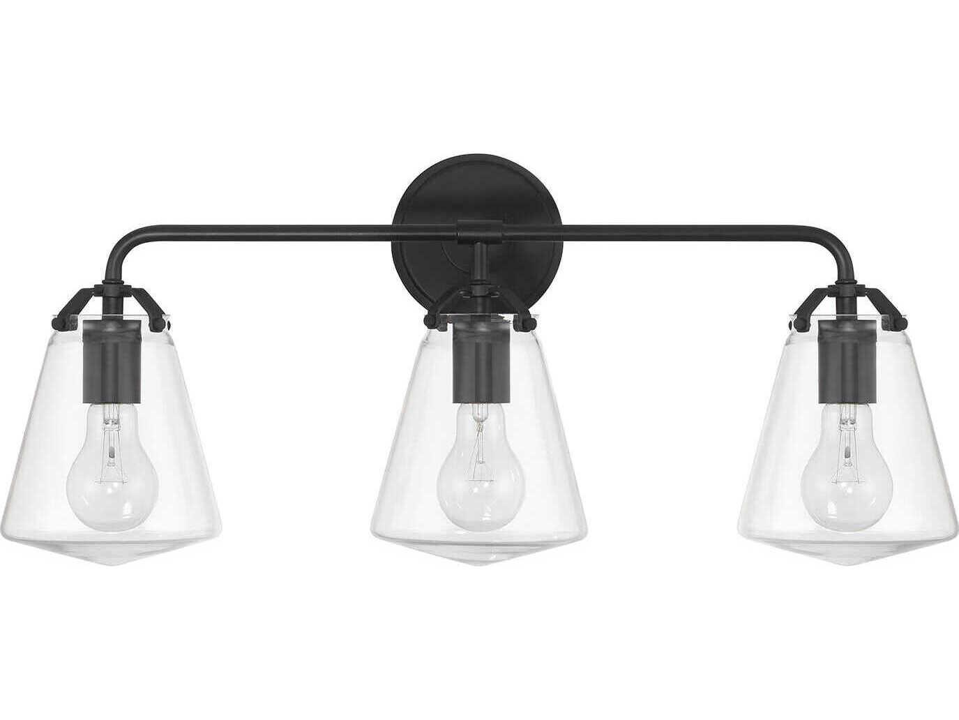 Crystorama Voss 3-Light Matte Black Vanity Light
