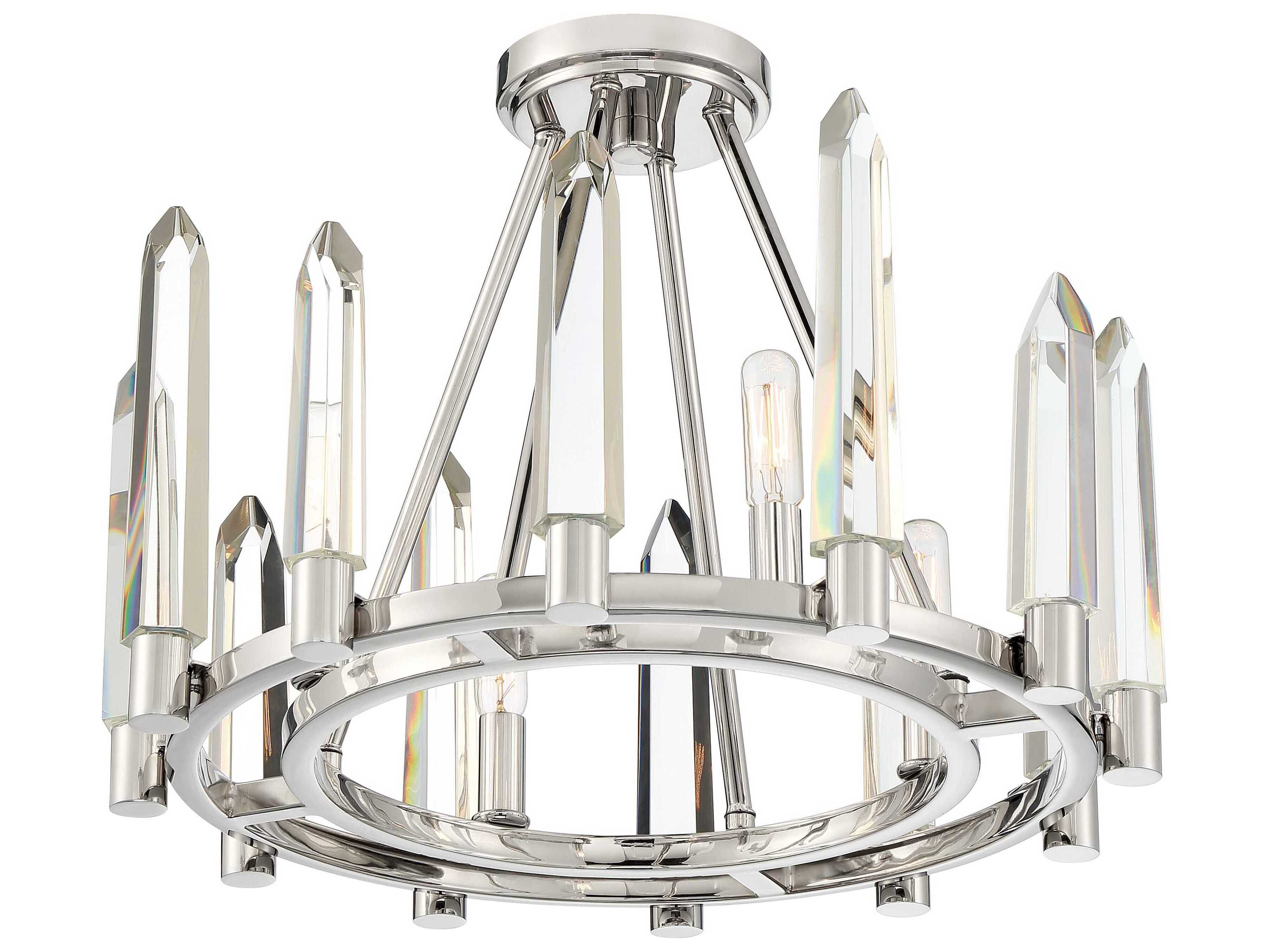 Crystorama Watson 4-Light Polished Nickel Crystal Geometric Semi Flush Mount