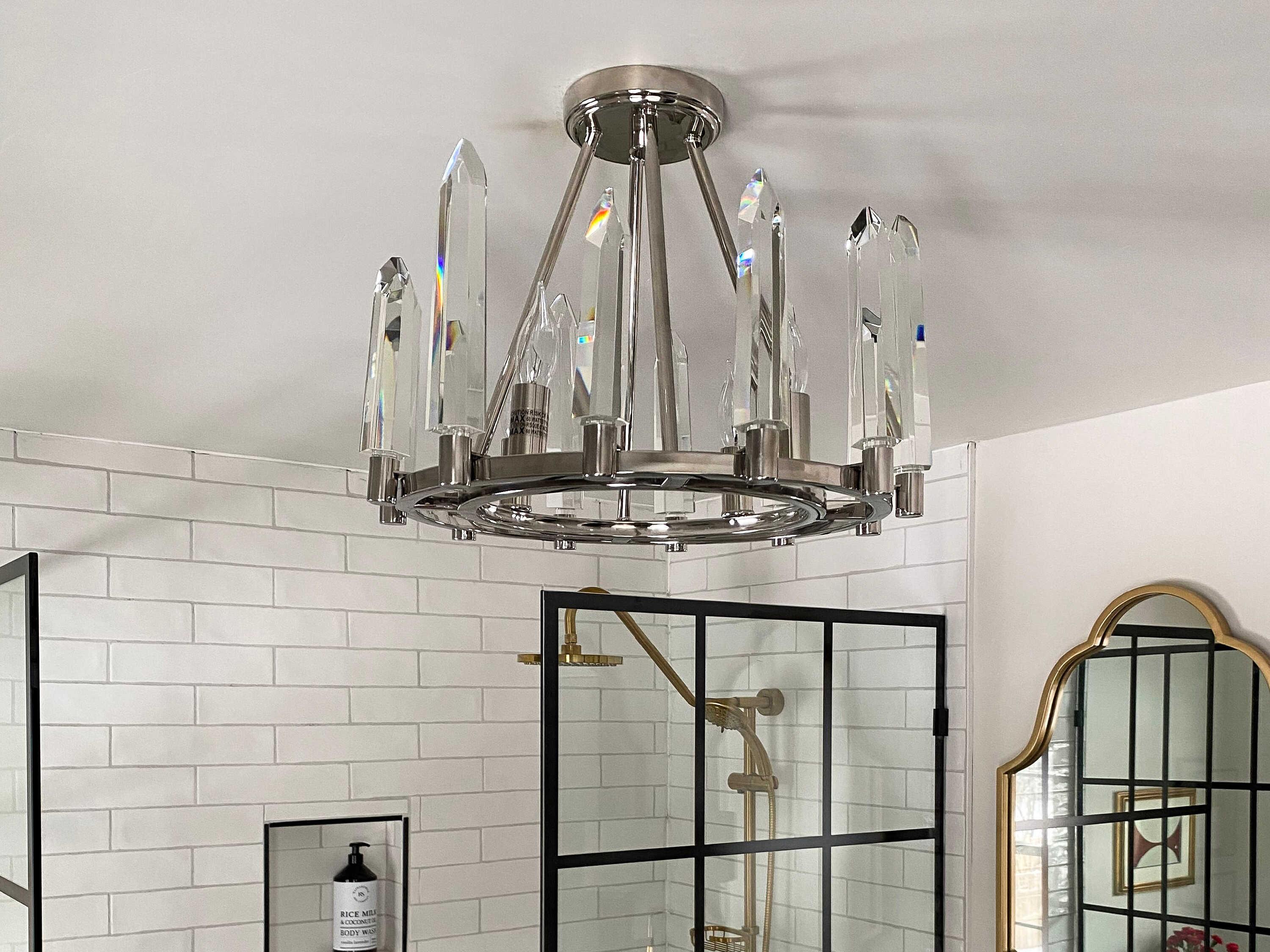 Crystorama Watson 4-Light Polished Nickel Crystal Geometric Semi Flush Mount