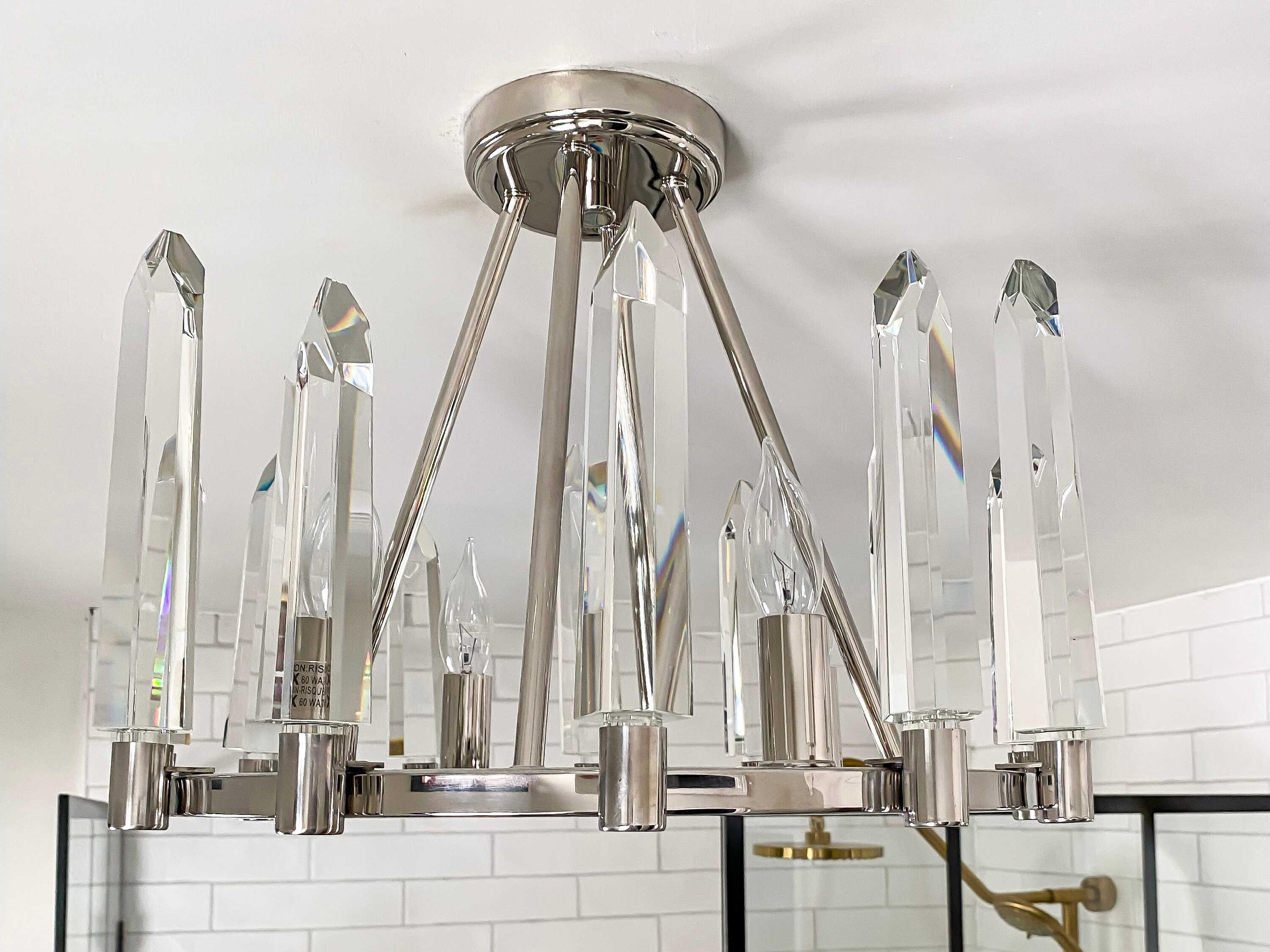 Crystorama Watson 4-Light Polished Nickel Crystal Geometric Semi Flush Mount