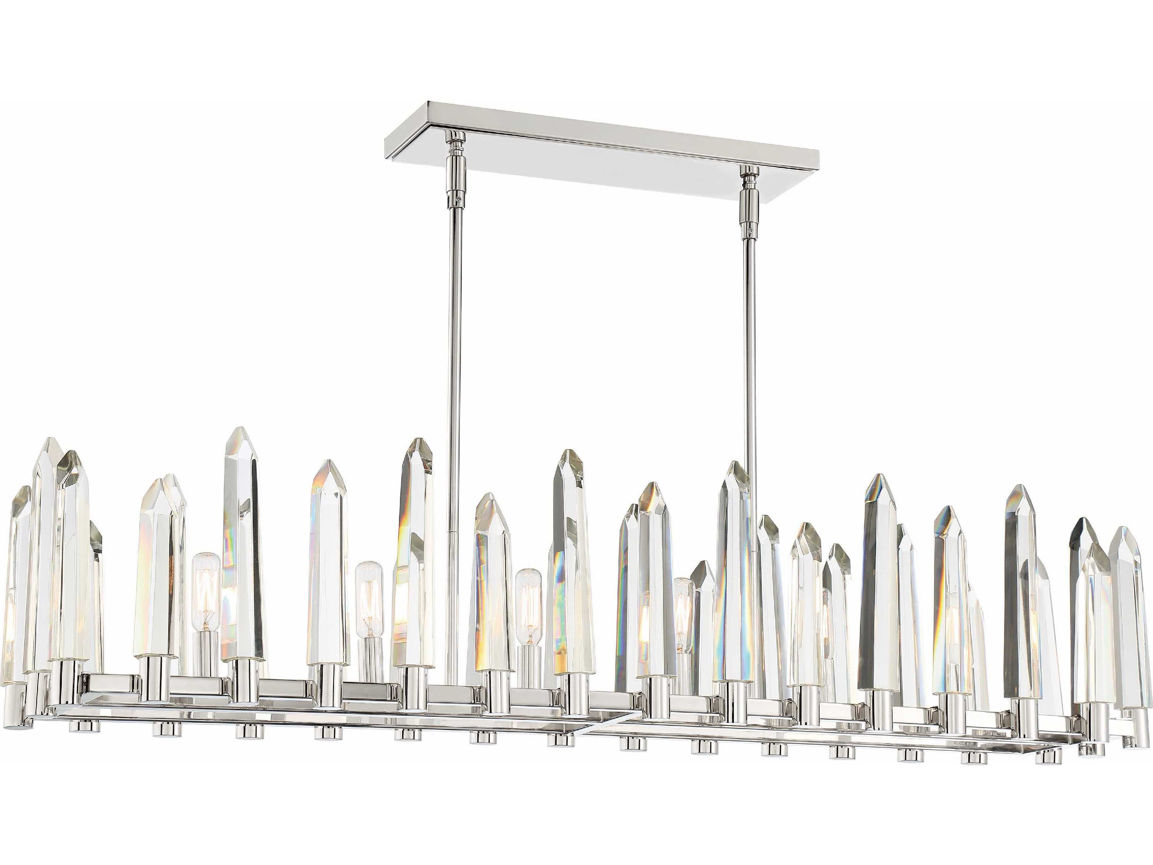 Crystorama Watson 6-Light Polished Nickel Crystal Linear Island Pendant