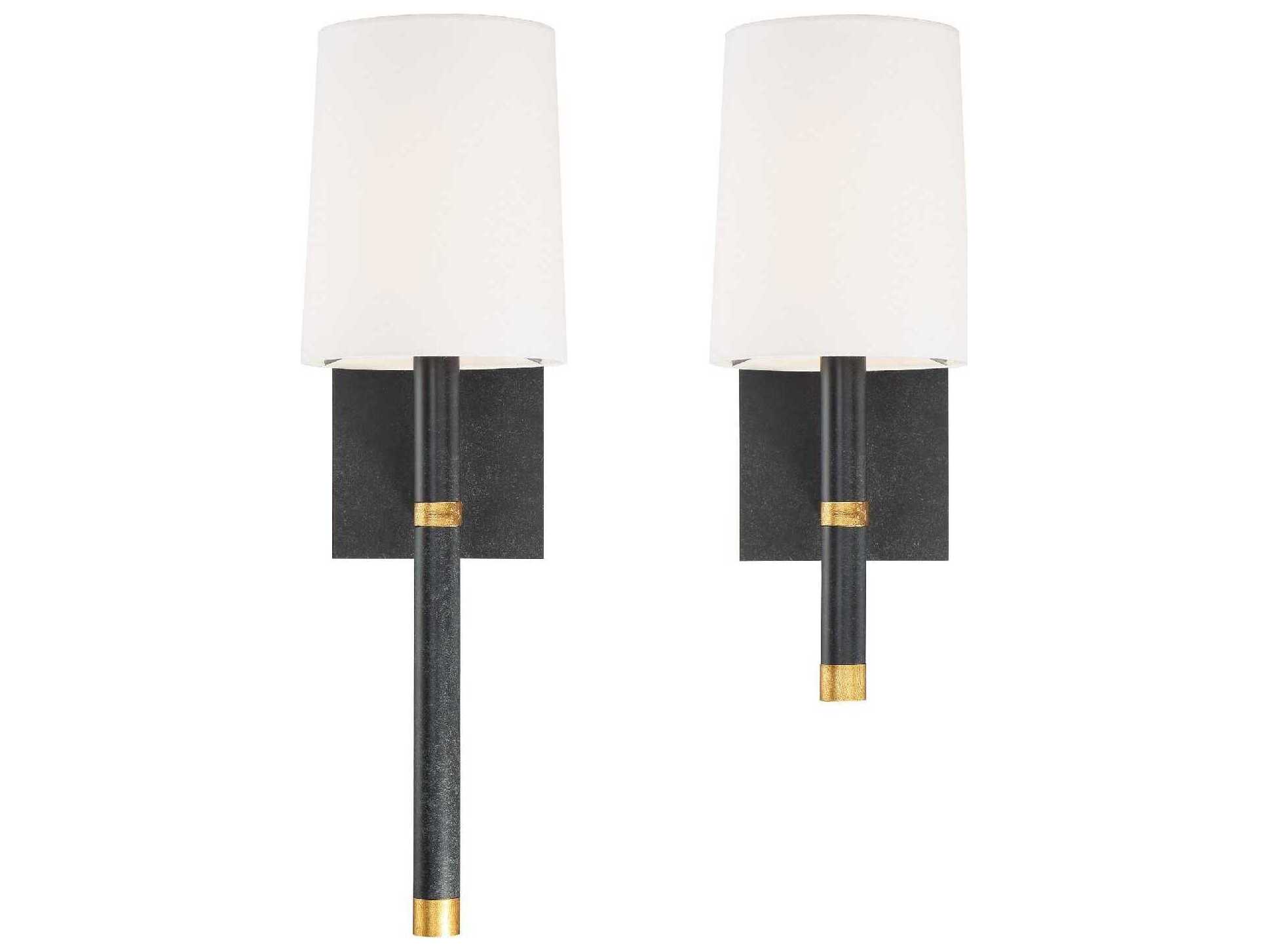 Crystorama Weston 1-Light Black Antique Gold Wall Sconce