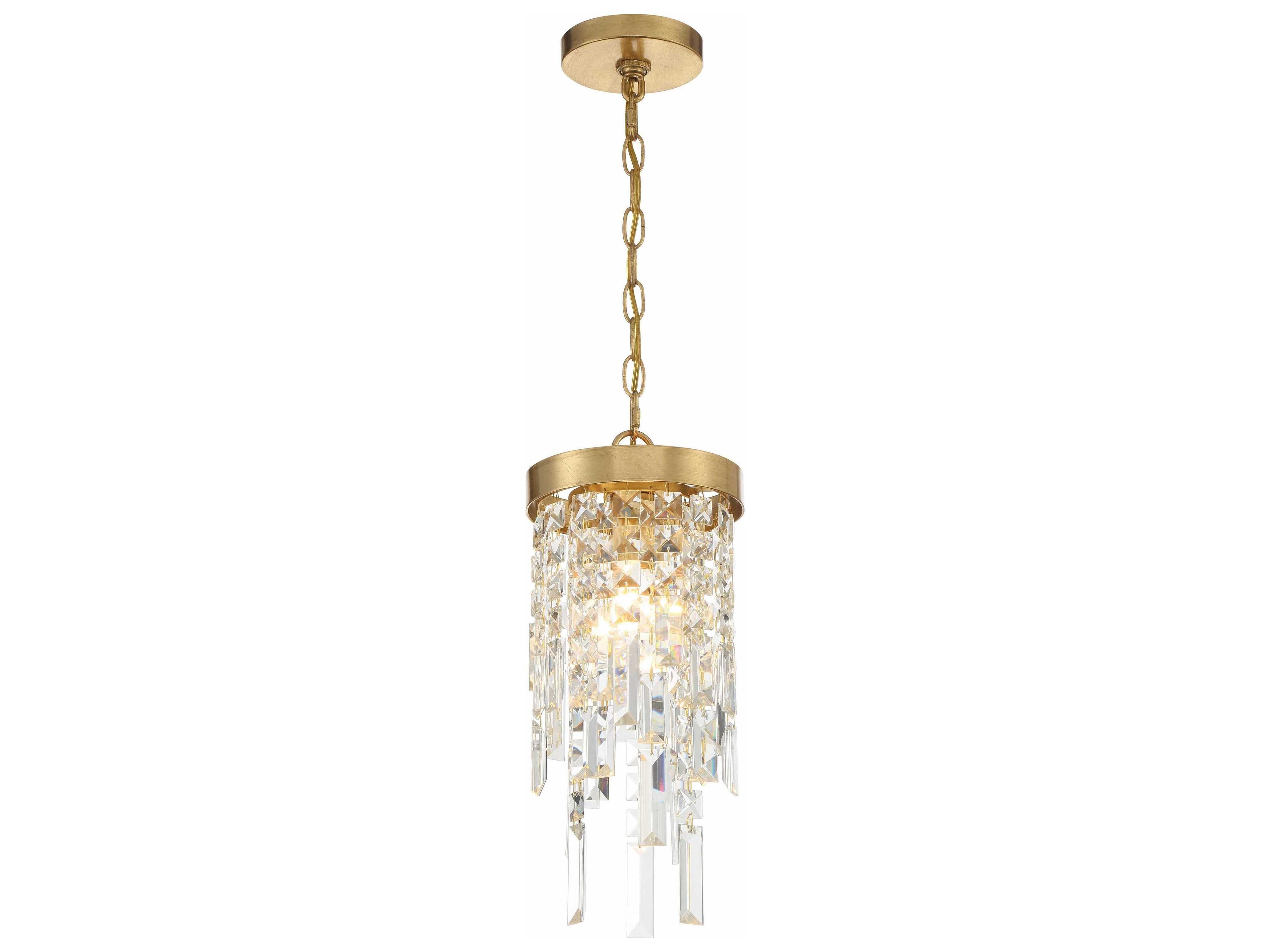 Crystorama Winfield 1-Light Antique Gold Crystal Mini Pendant
